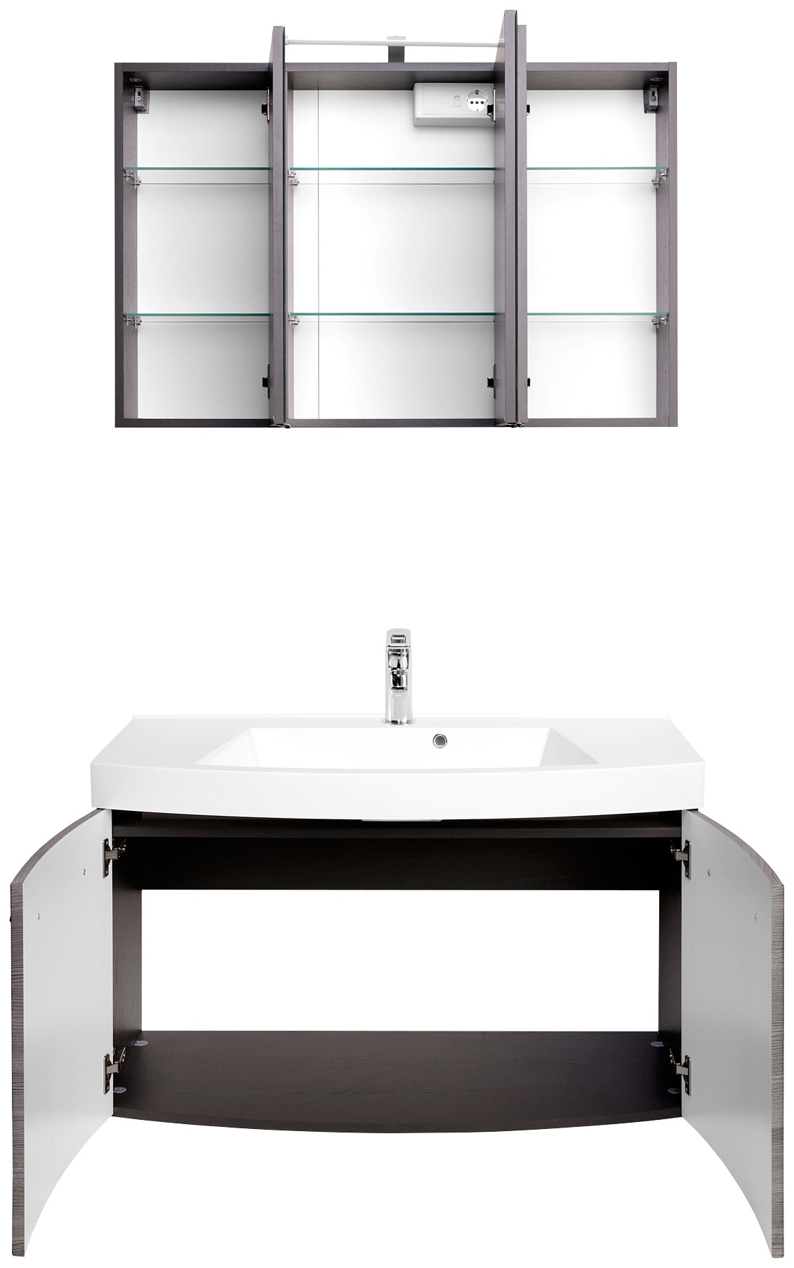 welltime Badmöbel-Set »Florida«, (2 St.), Waschplatz Breite 100 cm und Spiegelschrank