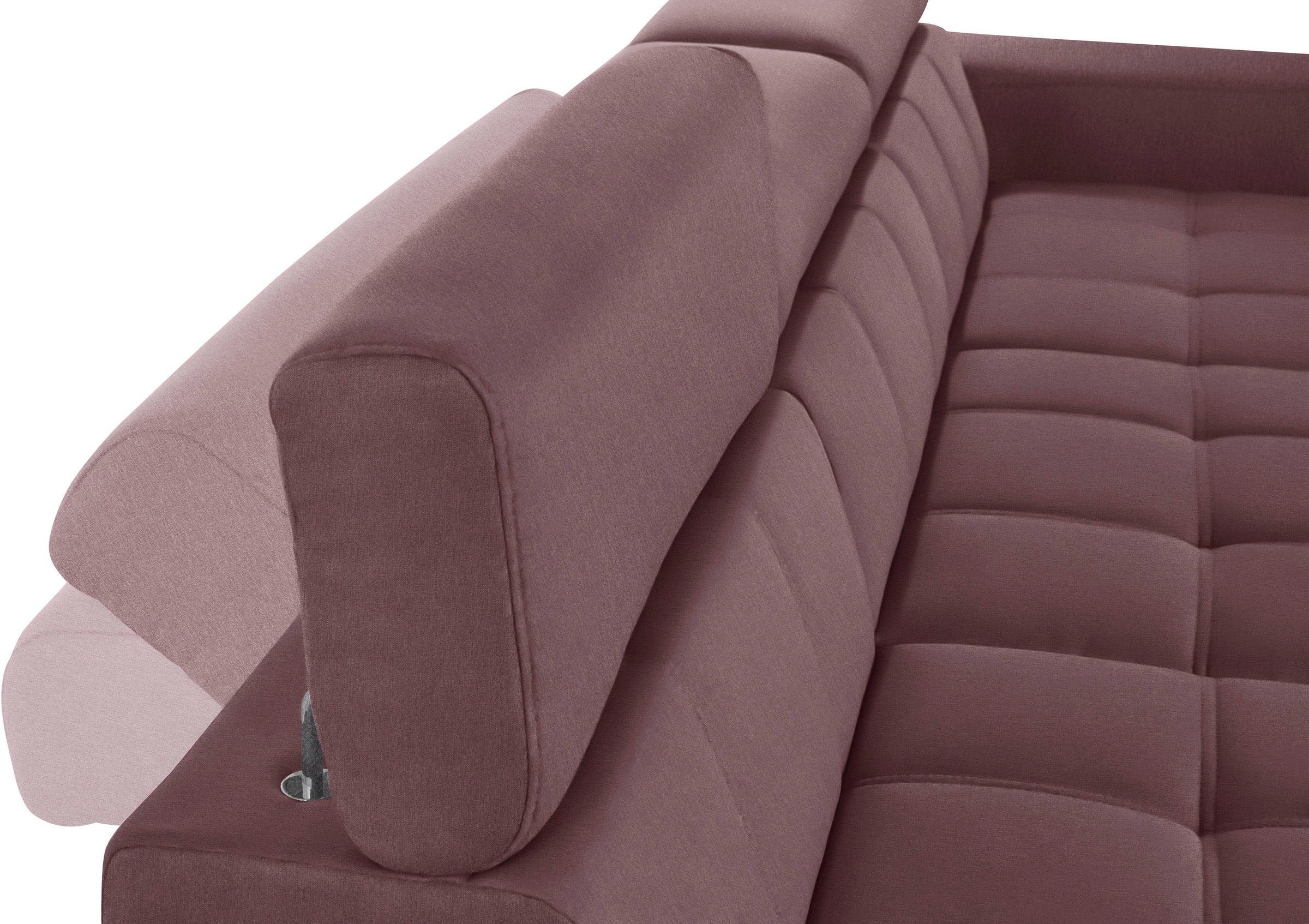 DOMO collection Ecksofa »Cunelli tolle Sitznähte als Designelement, fester Sitzkomfort, L-Form«, wahlweise mit 6-fach verstellbarer Kopfteilverstellung, bodenfrei