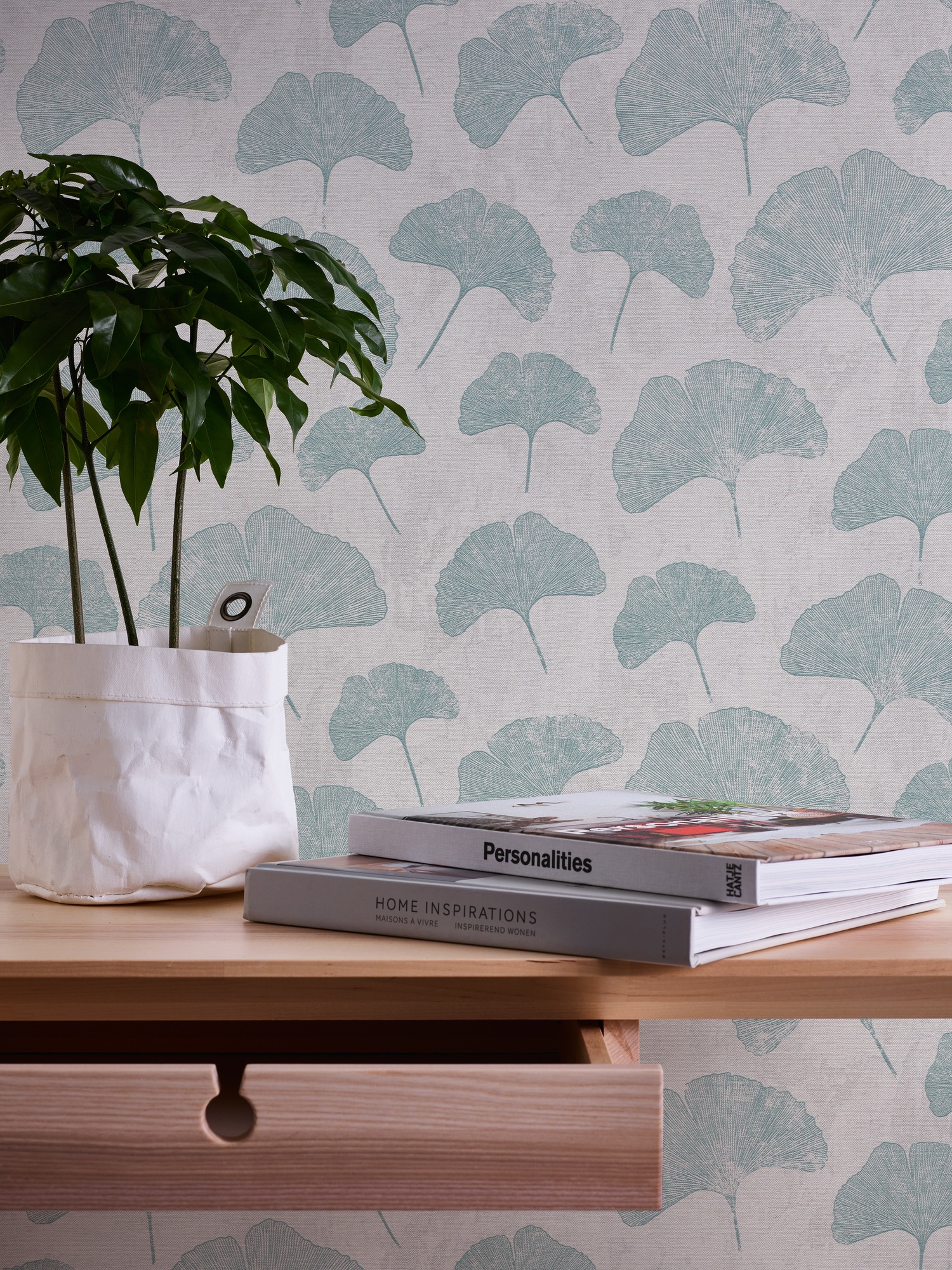 A.S. Création Vliestapete »Ginko Blatt Tapete«, matt-gemustert-neutral, Tapete Floral Blättertapete Tapeten Wohnzimmer Schlafzimmer Küche Flur
