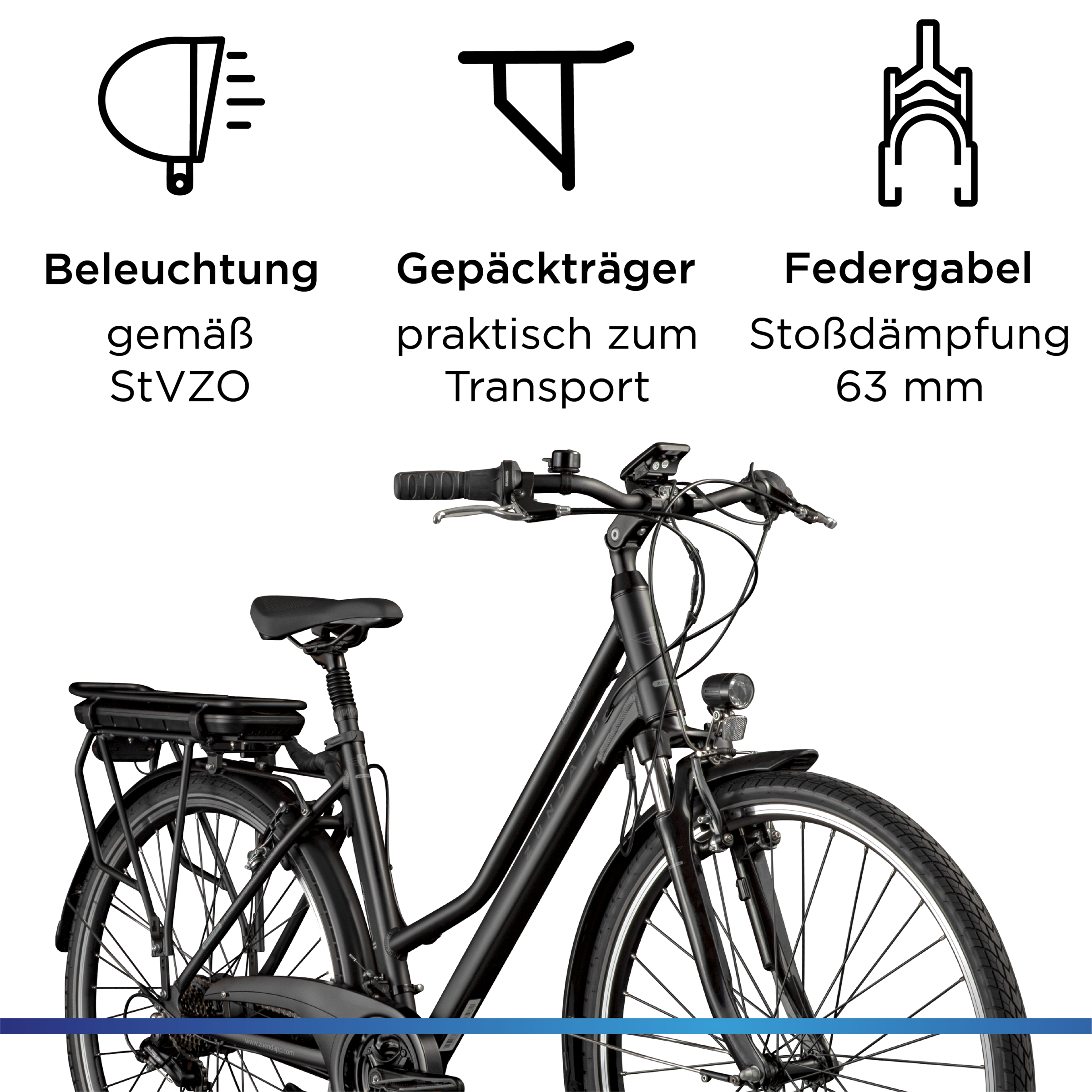 Zündapp »Z802 Damen« 21 Gang Shimano Tourney Schaltwerk Kettenschaltung Heckmotor 250 W Pedelec, Elektrofahrrad für Damen