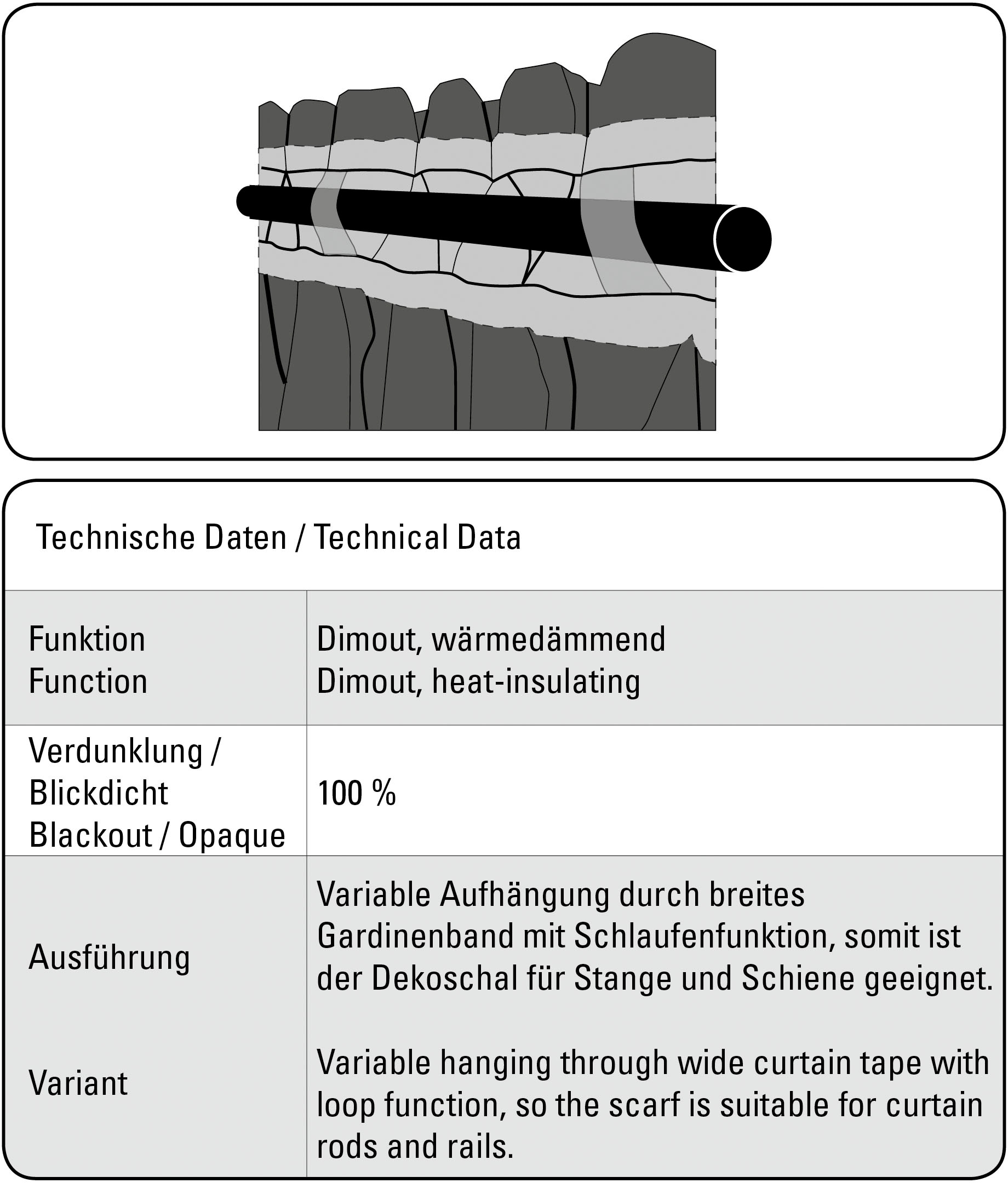GARDINIA Gardine »Schal mit Gardinenband Blackout«, (1 St.), verdunkelnd, Polyester, Blackout Schal
