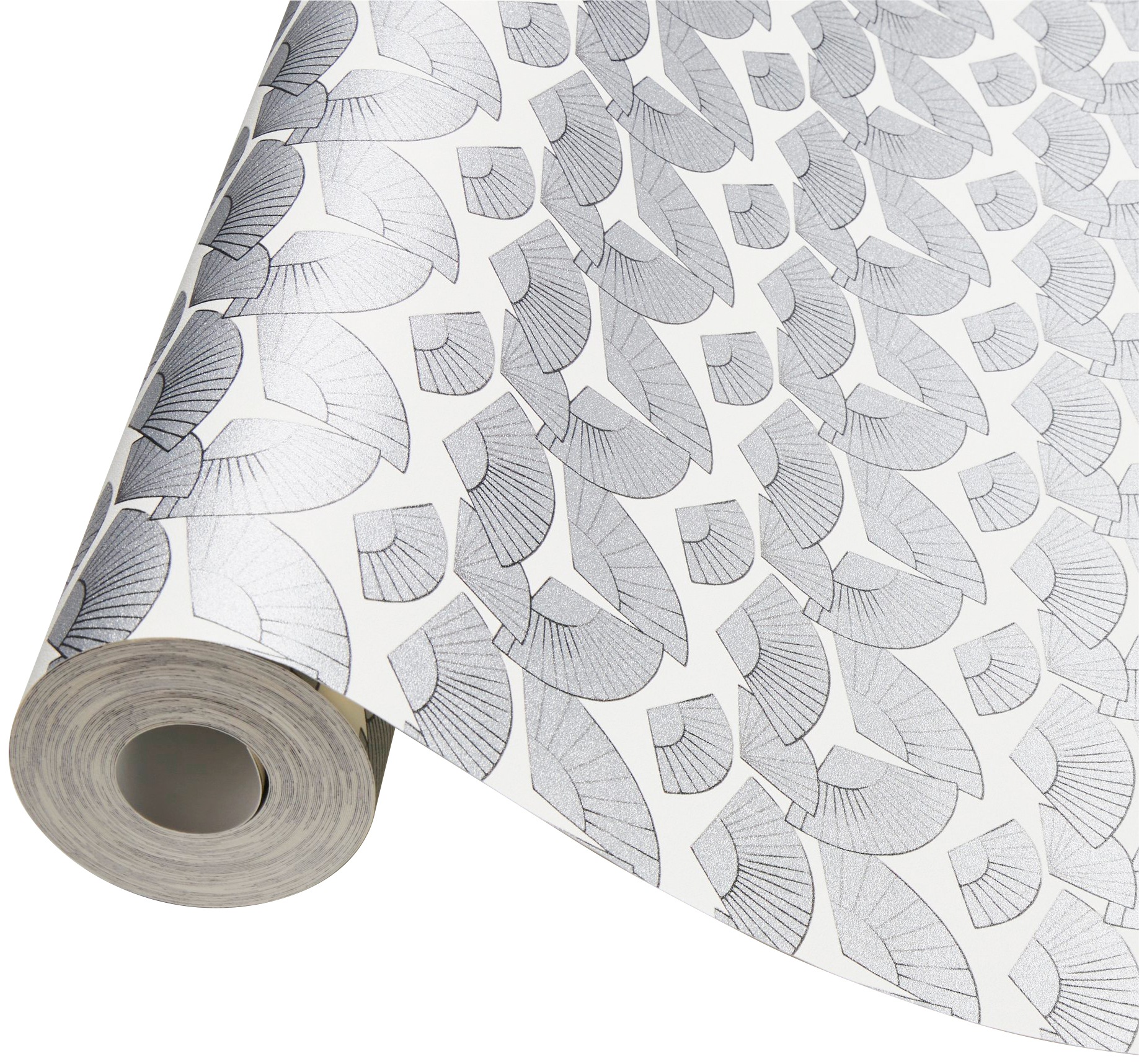Bricoflor 20er Jahre Tapete mit Silber Metallic Effekt Weiße Mustertapete I günstig online kaufen