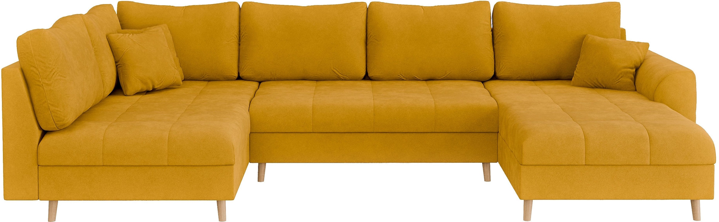 Home affaire Wohnlandschaft »CHARRE U-Form mit Ottomane, Maße B/T/H: 310/161/81 cm«, feine Steppung, lose Rücken- und Zierkissen, auch in Cord und Bouclé