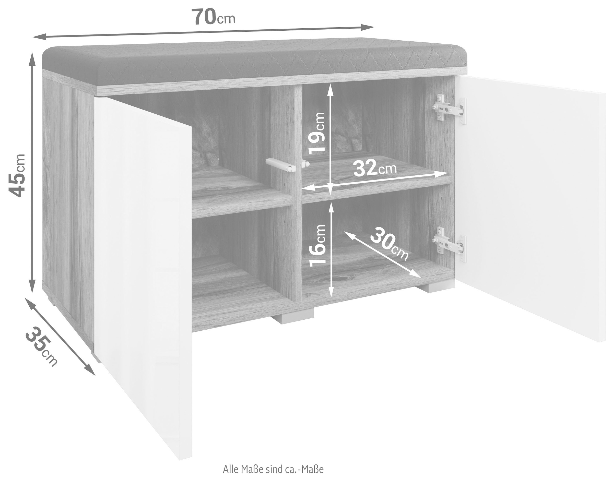 INOSIGN Sitzbank »Paris«, (inkl. Sitzkissen), moderne Truhenbank B/T/H 70x35x45, Flurbank mit Sitz aus Kunstleder