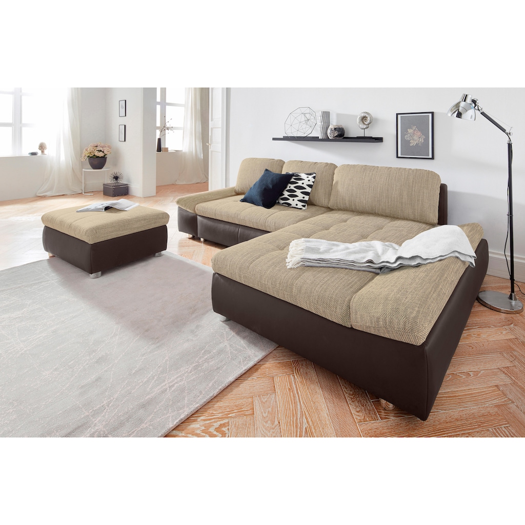 sit&more Ecksofa »Bergamo L-Form«, wahlweise mit Bettfunktion, Bettkasten und Armteilfunktion