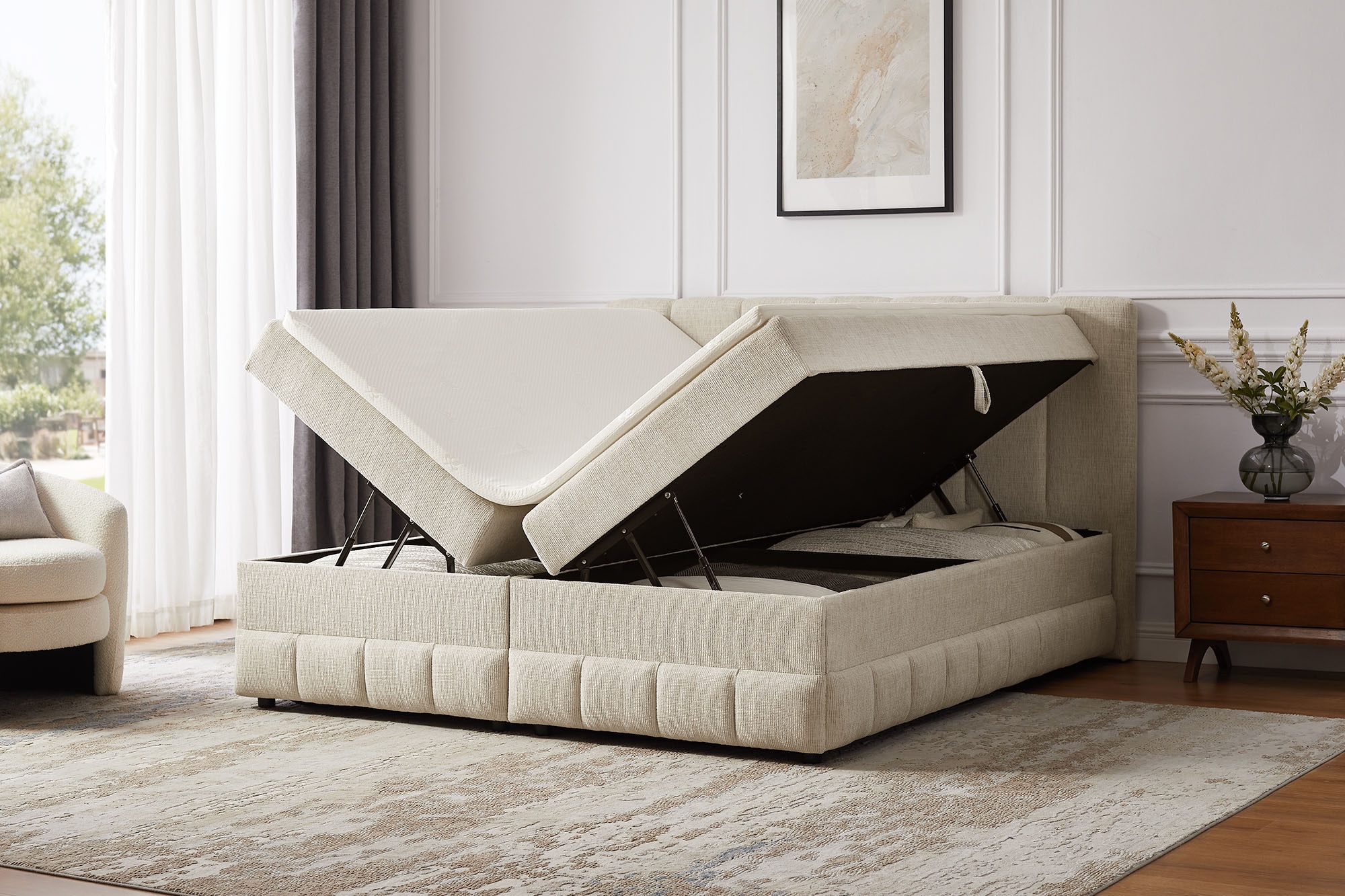 OTTO home Boxbett »Likely inkl. Bettkasten, Liegefläche 180x200 cm, in Boxspring-Optik« inkl. Topper, erhältlich in verschiedenen Farben