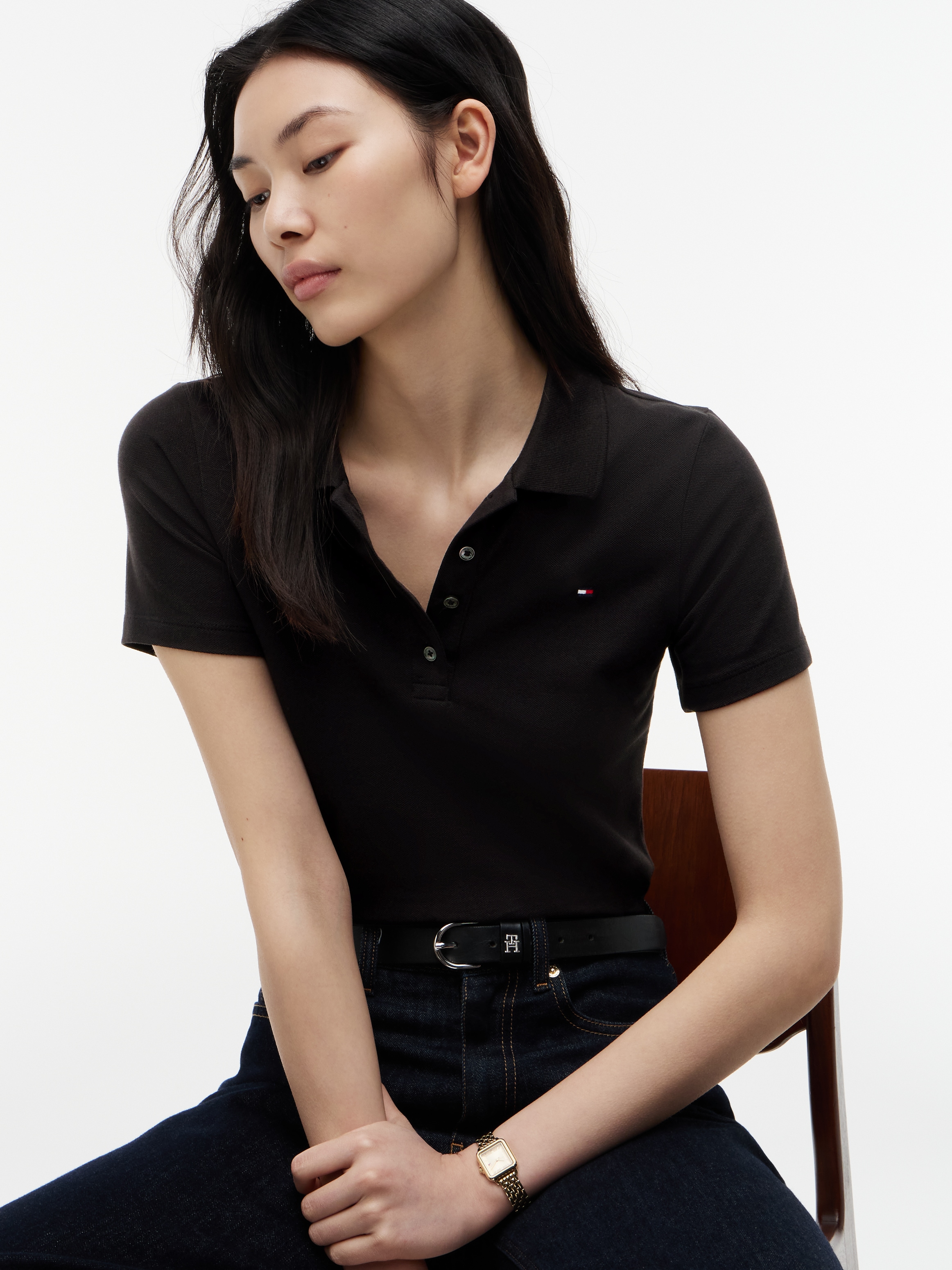 Tommy Hilfiger Poloshirt »1985 SLIM PIQUE POLO SHORT SLEEVE« mit Tommy Hilfiger Logo-Flag