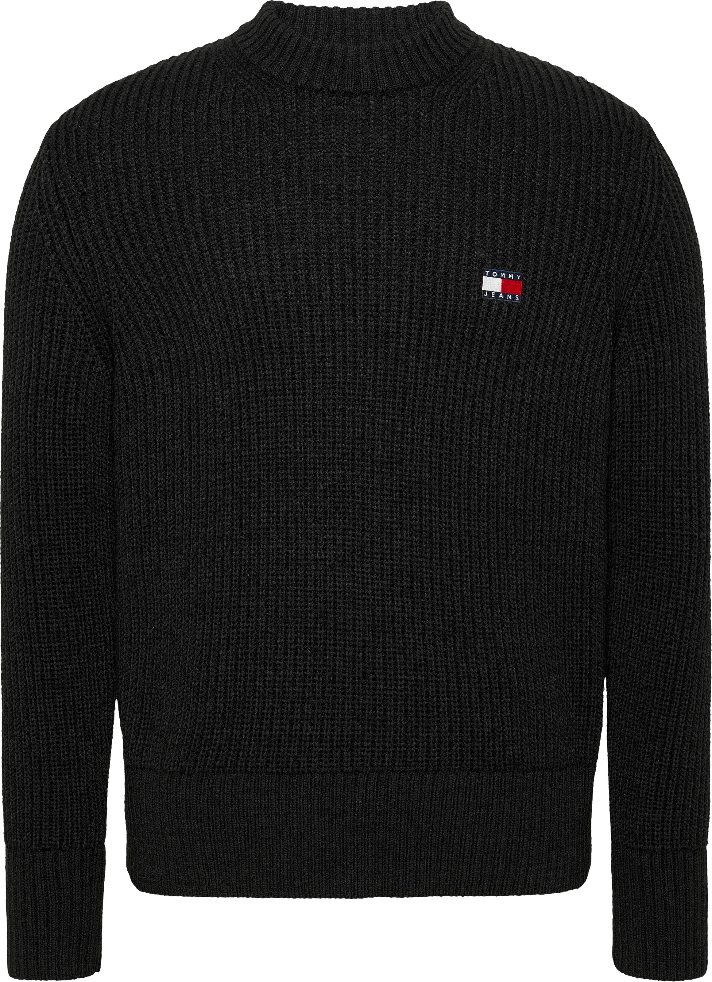 Tommy Jeans Rundhalspullover »TJM REG BADGE TEXTURED CNECK EXT«, in Unifarbe