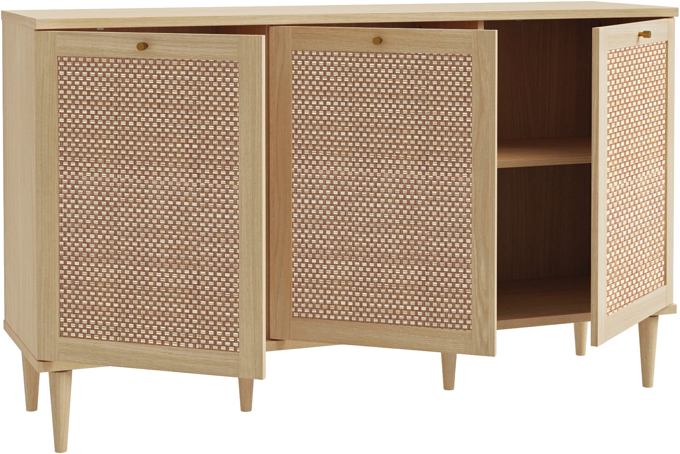 OTTO home Sideboard »ELLIAN mit  Wiener Geflechtoptik, 3 Türen« Holzfüße, Metallgriffe, Made in EU, viel Stauraum, FSC® zertifiziert