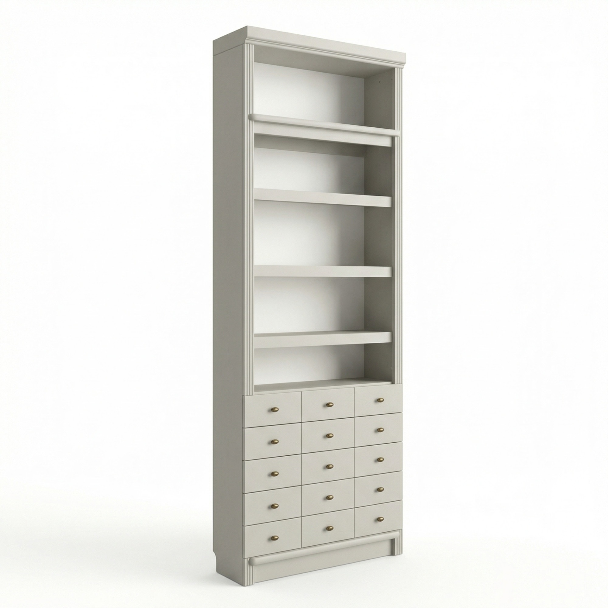 Home affaire Bücherregal »Soeren Regal mit 5 breiten Schubkästen in geteilter Optik« T/H: 80/29/220 cm, Kiefer FSC®-zertifiziert, elegante Metallgriffe