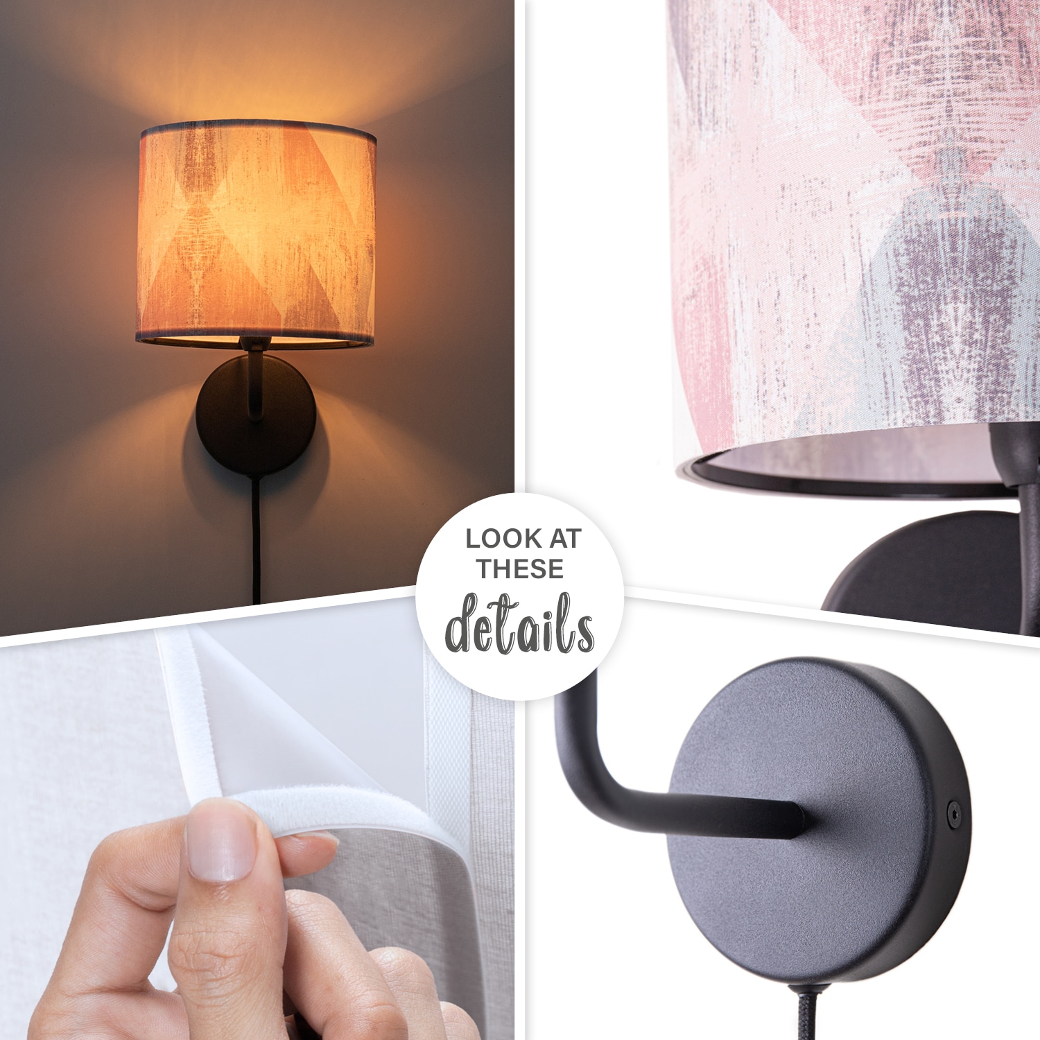 Paco Home Wandleuchte »Mero 102«, 1 flammig, Leuchtmittel E14 | ohne Leuchtmittel, Stecker Flur Lampe Wohnzimmer âˆ…18cm Abstrakt Kabel 3m E14