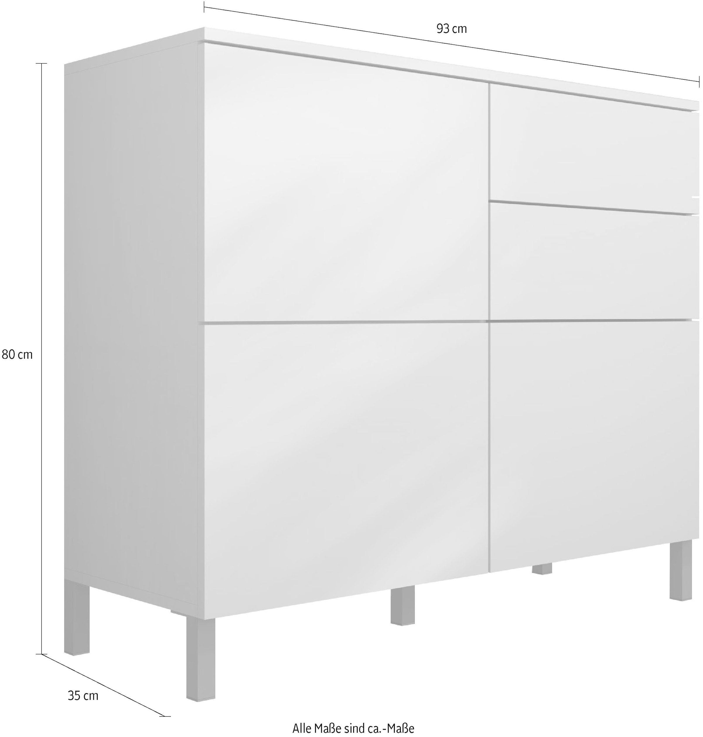 borchardt Möbel Kommode »Haama, modern, grifflos, Metallfüße, praktisch,  2 Türen« Push-To-Open, verstellbare Einlegeböden, viel Stauraum, Breite 93cm