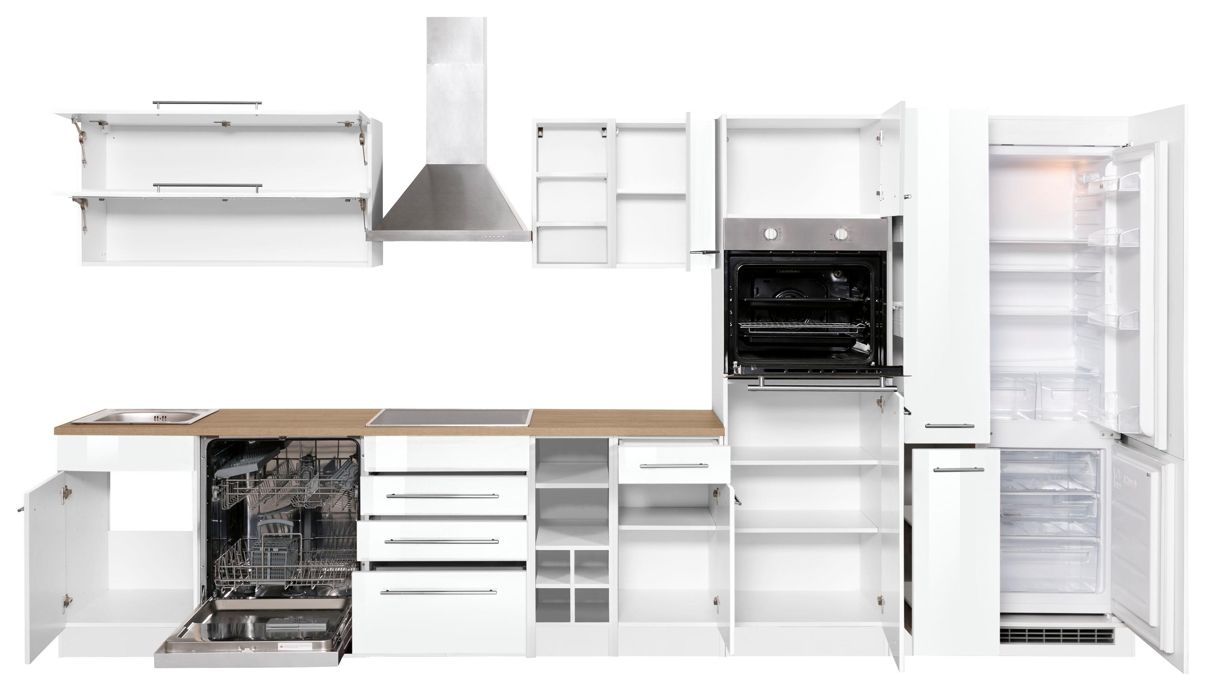 KOCHSTATION Küchenzeile »KS-Eton«, mit E-Geräten, Breite 390 cm