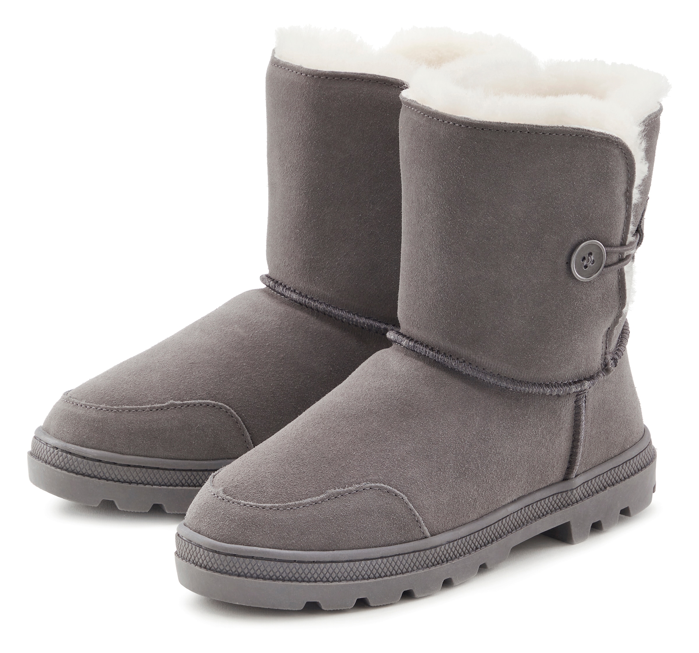 LASCANA Winterstiefel, aus kuscheligem Lammfell, robuste Sohle, Winterstiefelette, Snowboots