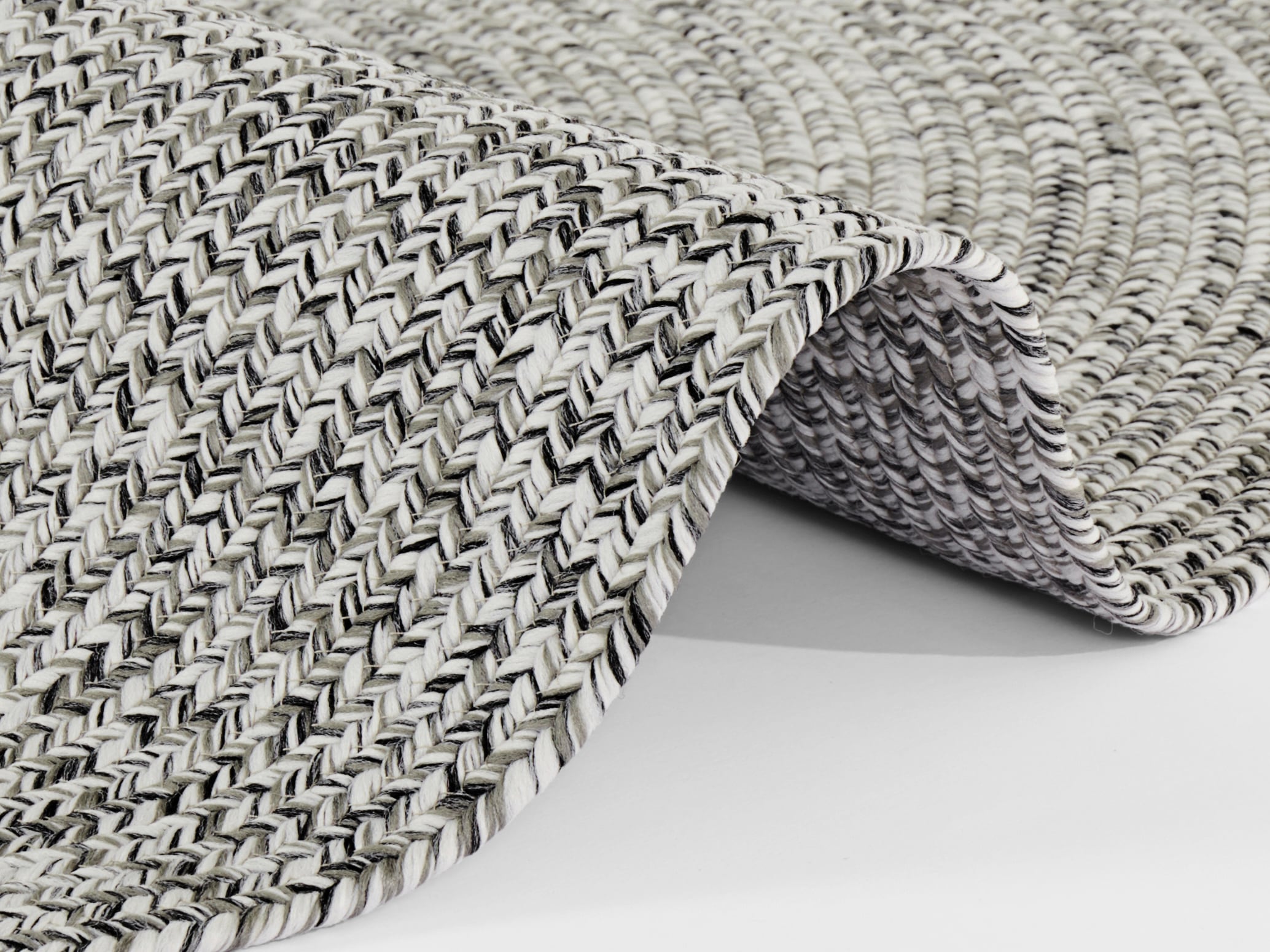 NORTHRUGS Teppich »Trenzado«, rund, 10 mm Höhe, In- & Outdoor, Handmade-Look, Gewebt, Wetterfest, Balkon, Wohnzimmer