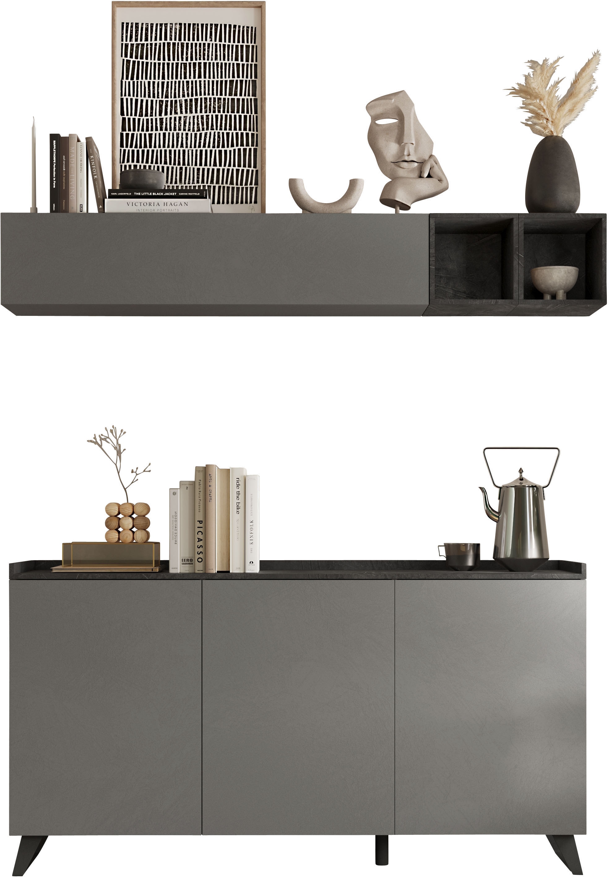 Wohnzimmer-Set "Tray", 4-teilig, Bleigrau