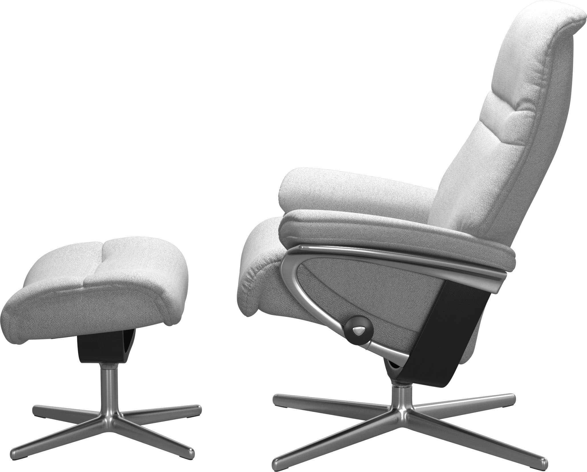 Stressless® Relaxsessel »Sunrise«, (Set, Relaxsessel mit Hocker), mit Hocker, mit Cross Base, Größe S, M & L, Holzakzent Schwarz