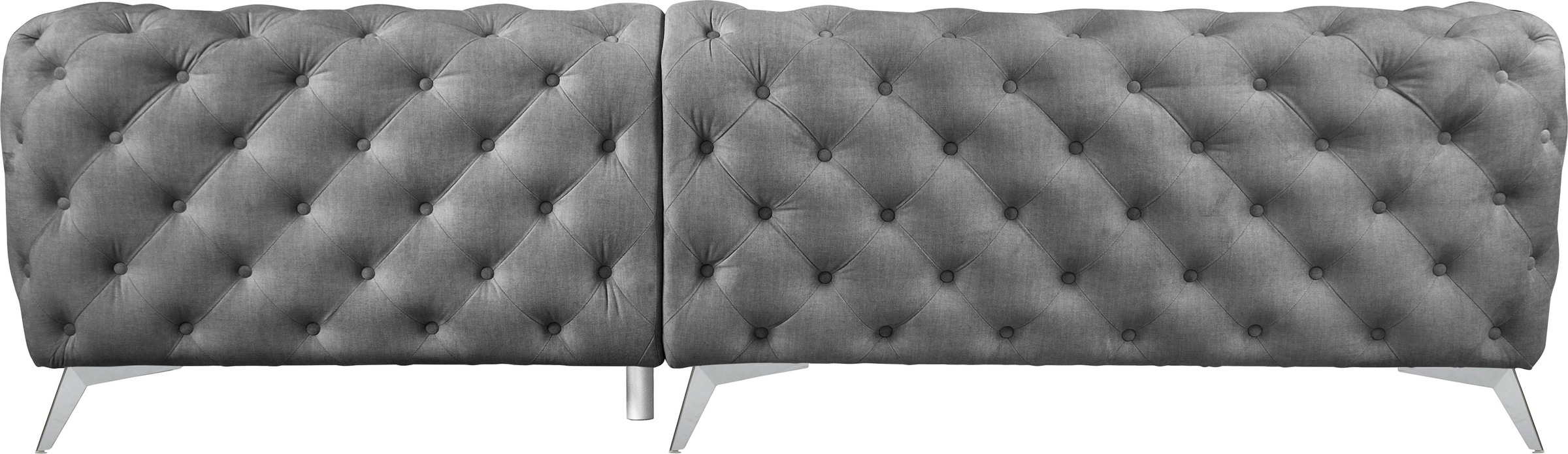 Leonique Chesterfield-Sofa »Ecksofa GLYNIS L-Form mit Wellenunterfederung, Maße B/T/H 264/204/75cm«, aufwändige Knopfheftung, moderne Chesterfield Optik, Fußfarbe wählbar