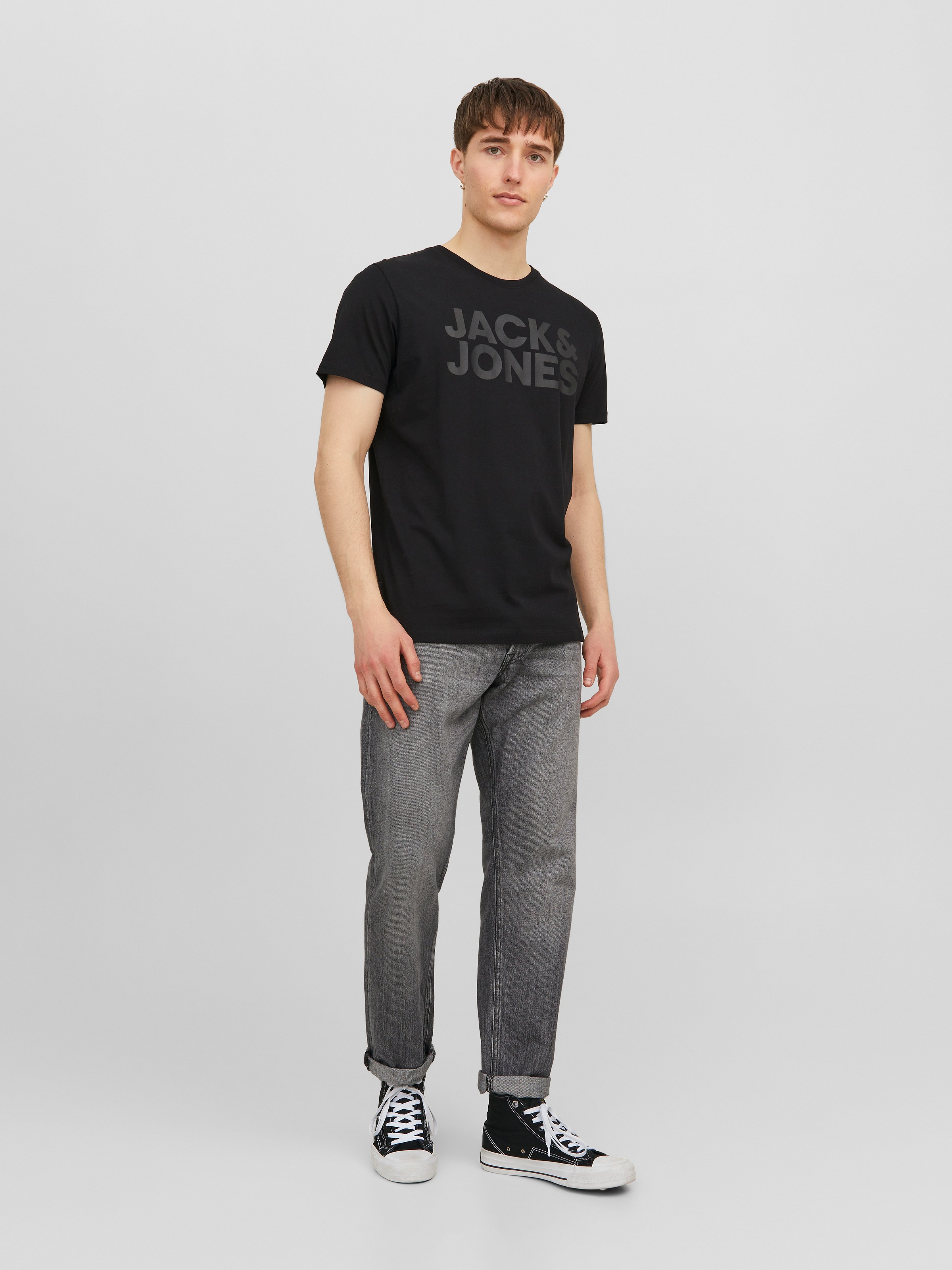 Jack & Jones »JJECORP mit Logo-Print und klassischem Rundhals« mit Rundhalsausschnitt