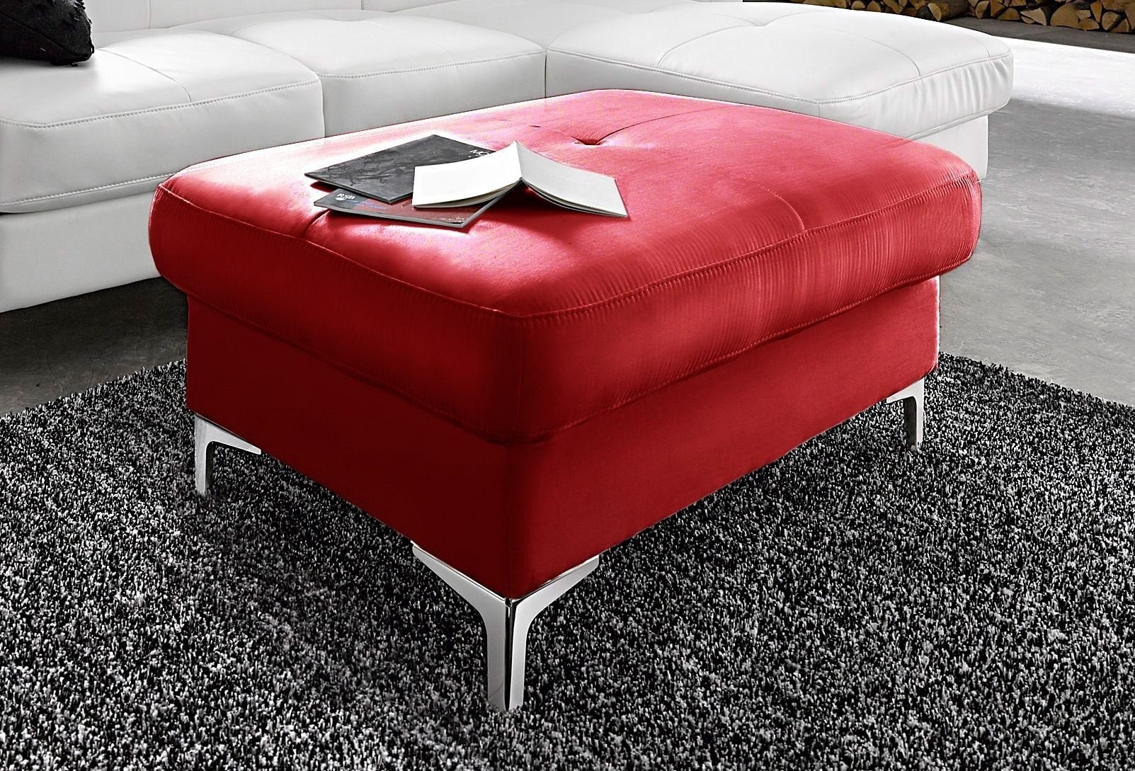 COTTA Polstergarnitur »Sammy U-Form«, (Set, Tiefe der Recamiere 169 cm), Set bestehend aus: Wohnlandschaft mit Kopfteilverstellung & Hocker
