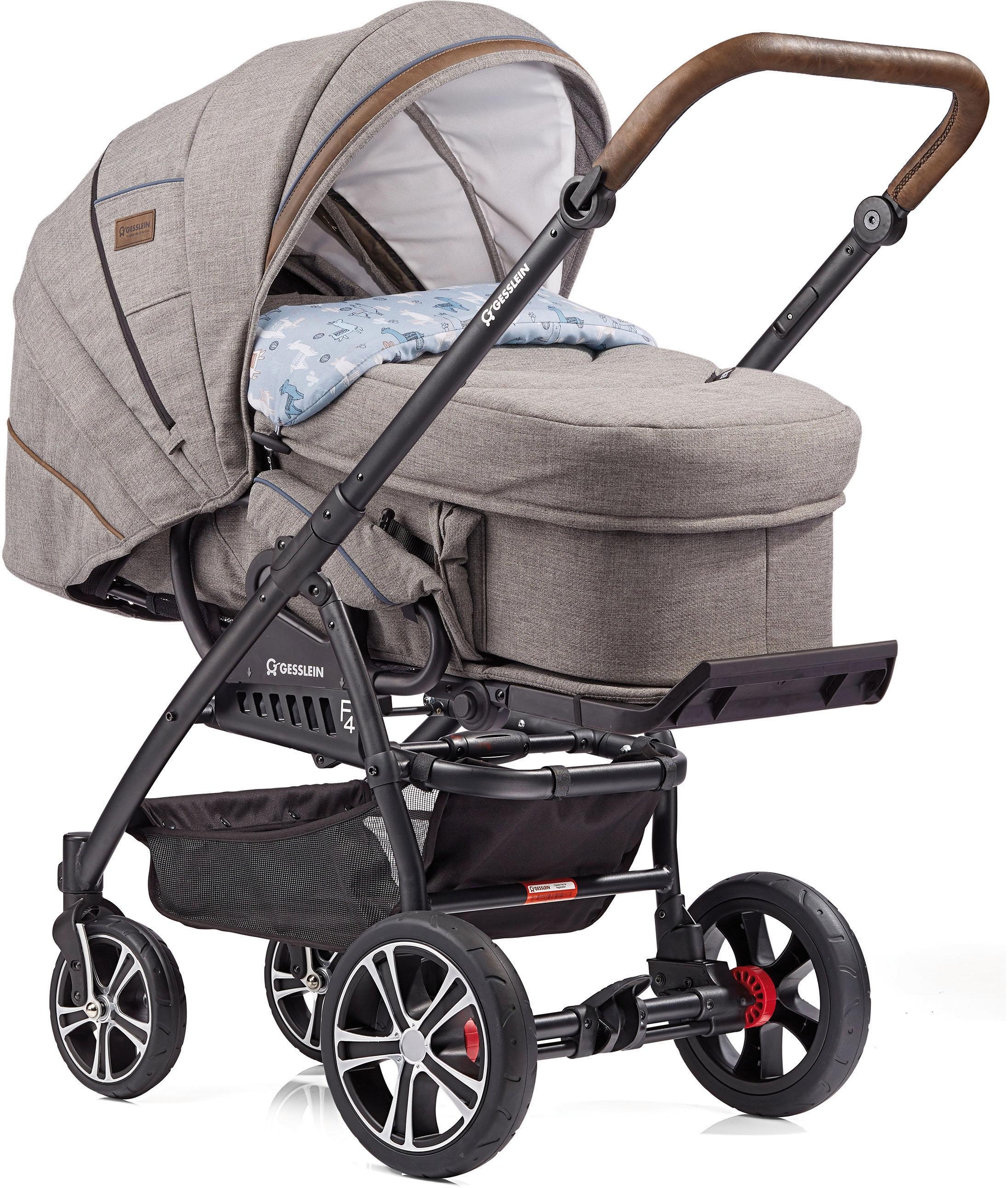 Gesslein Kombi-Kinderwagen »F4 Air+ mit Tragetasche C2 Compact, Stein meliert/Lama«, Design & Handarbeit aus Deutschland