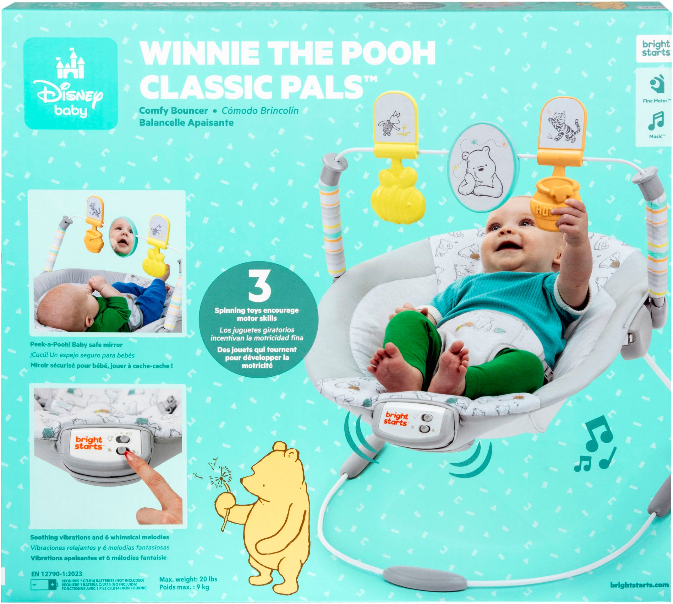 Bright Starts Babywippe »Disney Winnie the Pooh Classic Pals Vibrating Bouncer«, bis 9 kg, mit Sound-Effekt