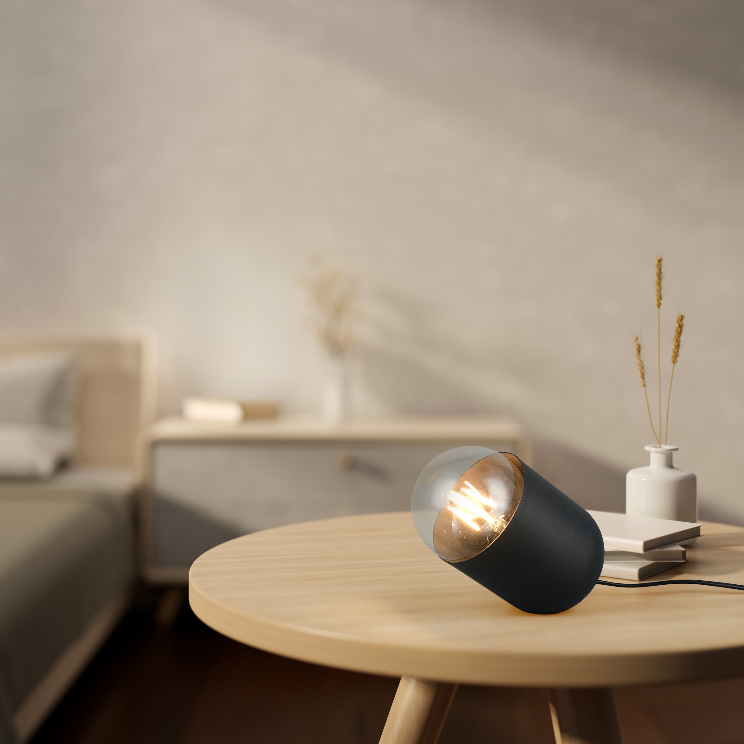 REALITY Leuchten Tischleuchte »NARA, Tischlampe inkl. Leuchtmittel 1x E27 806 Lumen 2700K warmweiß« E27 2 Stk. Warmweiß Tischleuchte mit Schnurschalter und wechselbarem Leuchtmittel (inkl.)