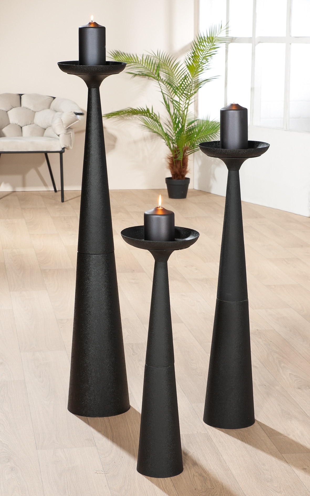 Casablanca by Gilde Standkerzenhalter »Kerzenleuchter Säule Rotonda« 1-flammig, aus Eisen, Durchmesser ca. 21 cm