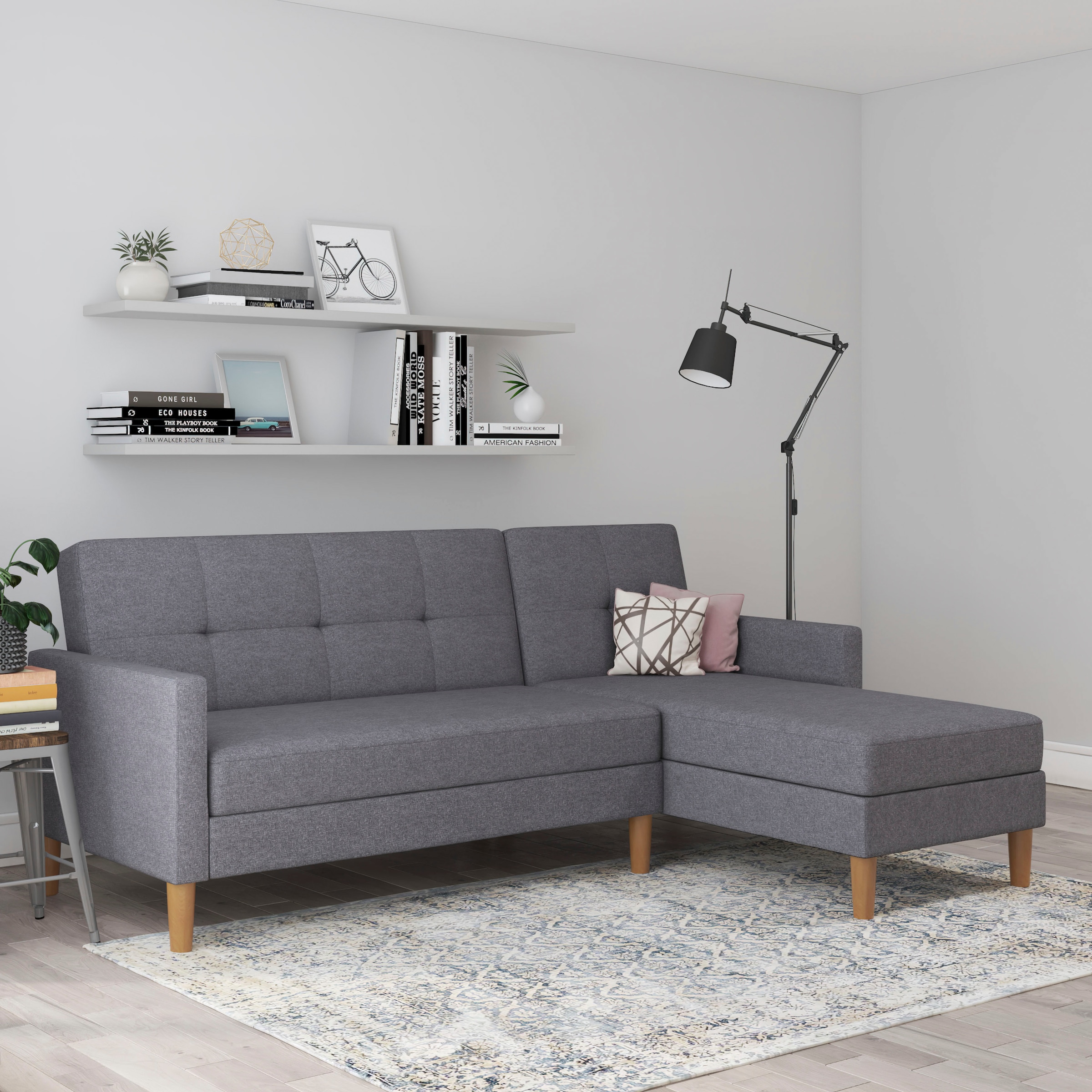 Dorel Home Ecksofa »Lilly, L-Form,«, mit Bett-Funktion, Recamiere beidseitig montierbar, Sitzhöhe 43 cm