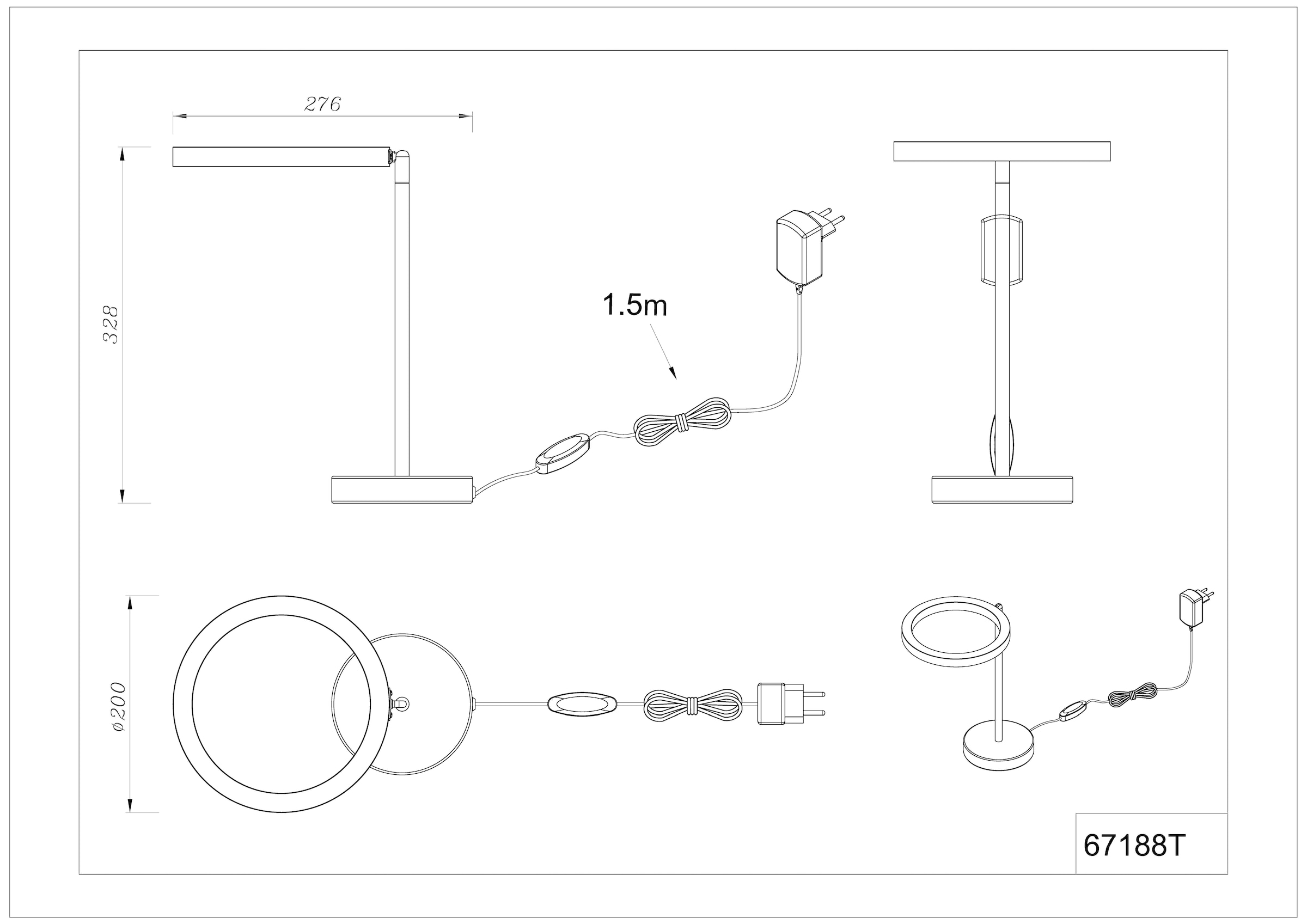 GLOBO LIGHTING Tischleuchte »GRENVIX« LED-Modul 1 Stk. Warmweiß Tischlampe Nachttischlampe Deko-Tischleuchte Schlafzimmer