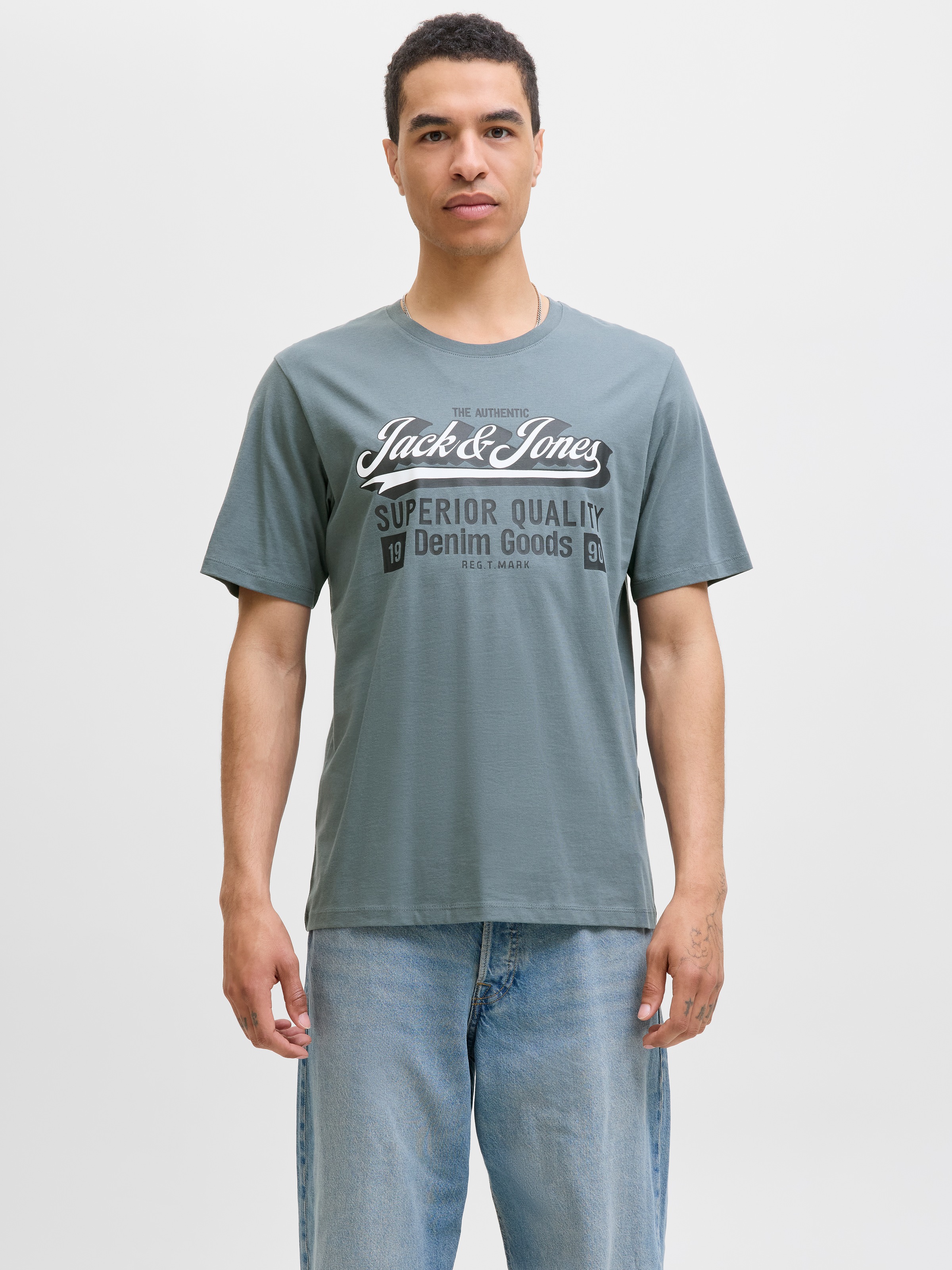 Jack & Jones Rundhalsshirt »JJELOGO TEE SS O-NECK 2 COL AW25 5PK MP«, (Packung, 5 tlg.)