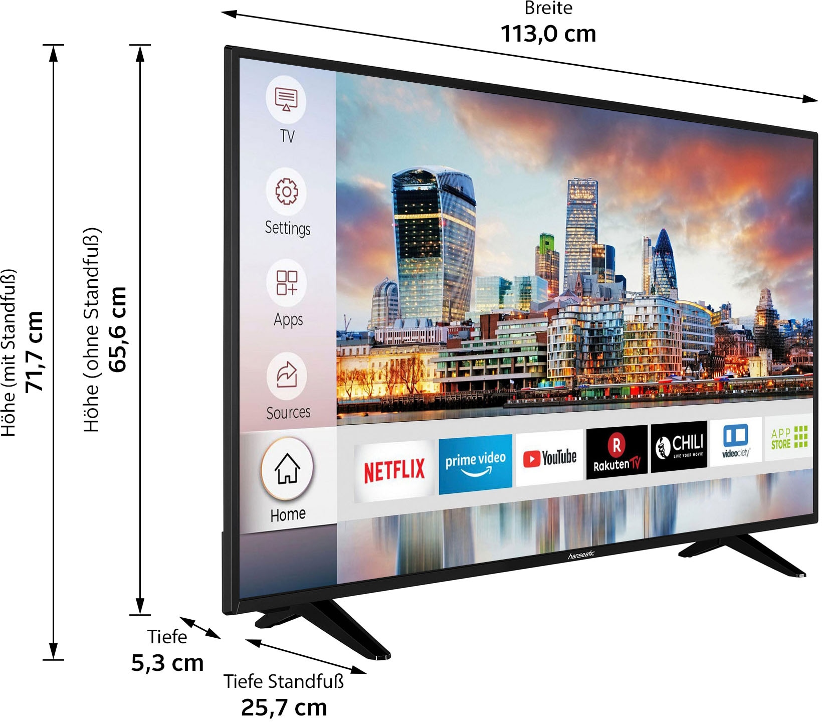 Hanseatic LED-Fernseher »50H600UDSI«, 126 Ultra auf HD, kaufen Zoll, Raten HDR10 cm/50 4K Smart-TV
