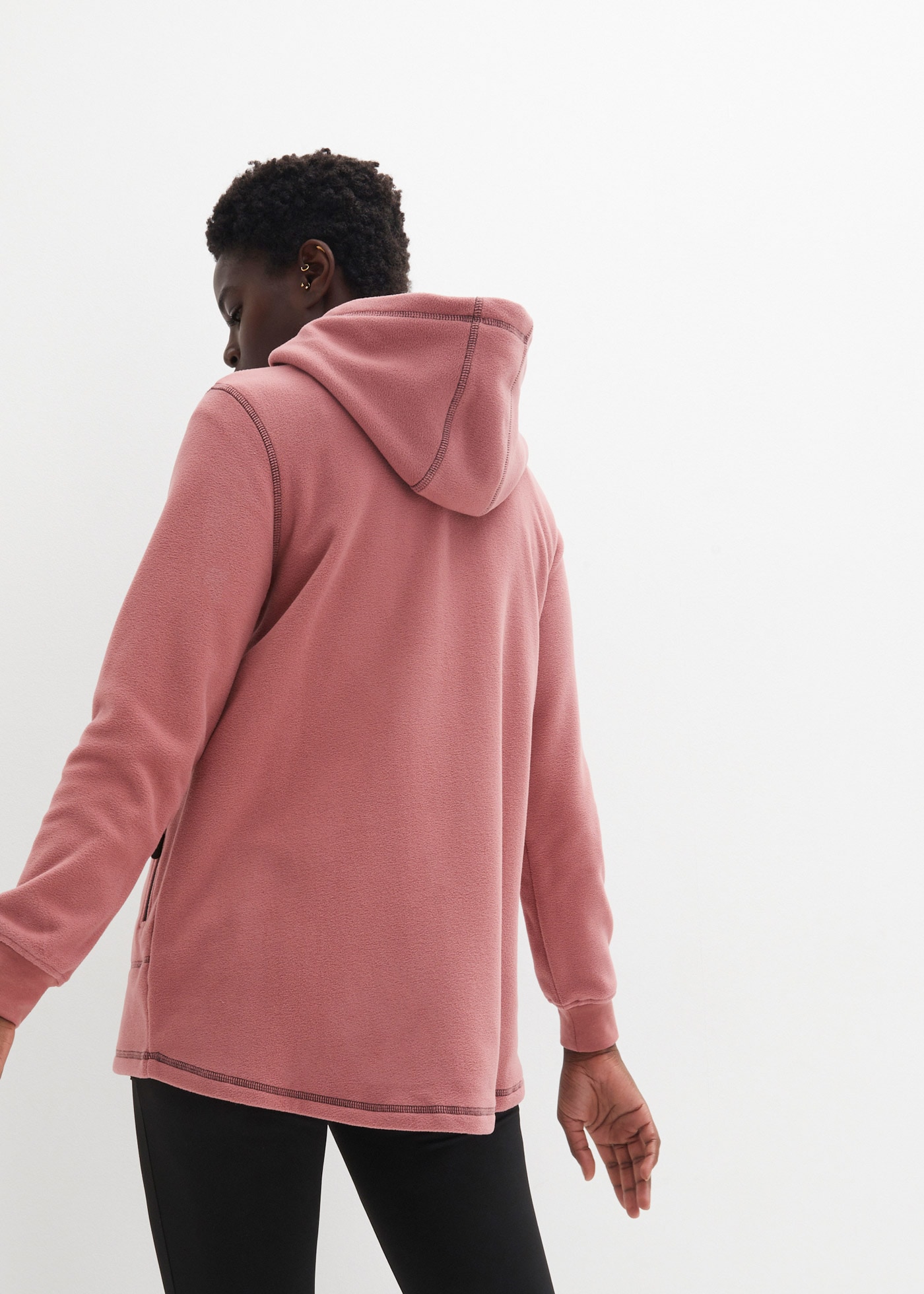 bonprix Fleecejacke mit Kapuze A-Linien-Schnitt, Langarm-Design, aus 100% Polyester, Regular Fit