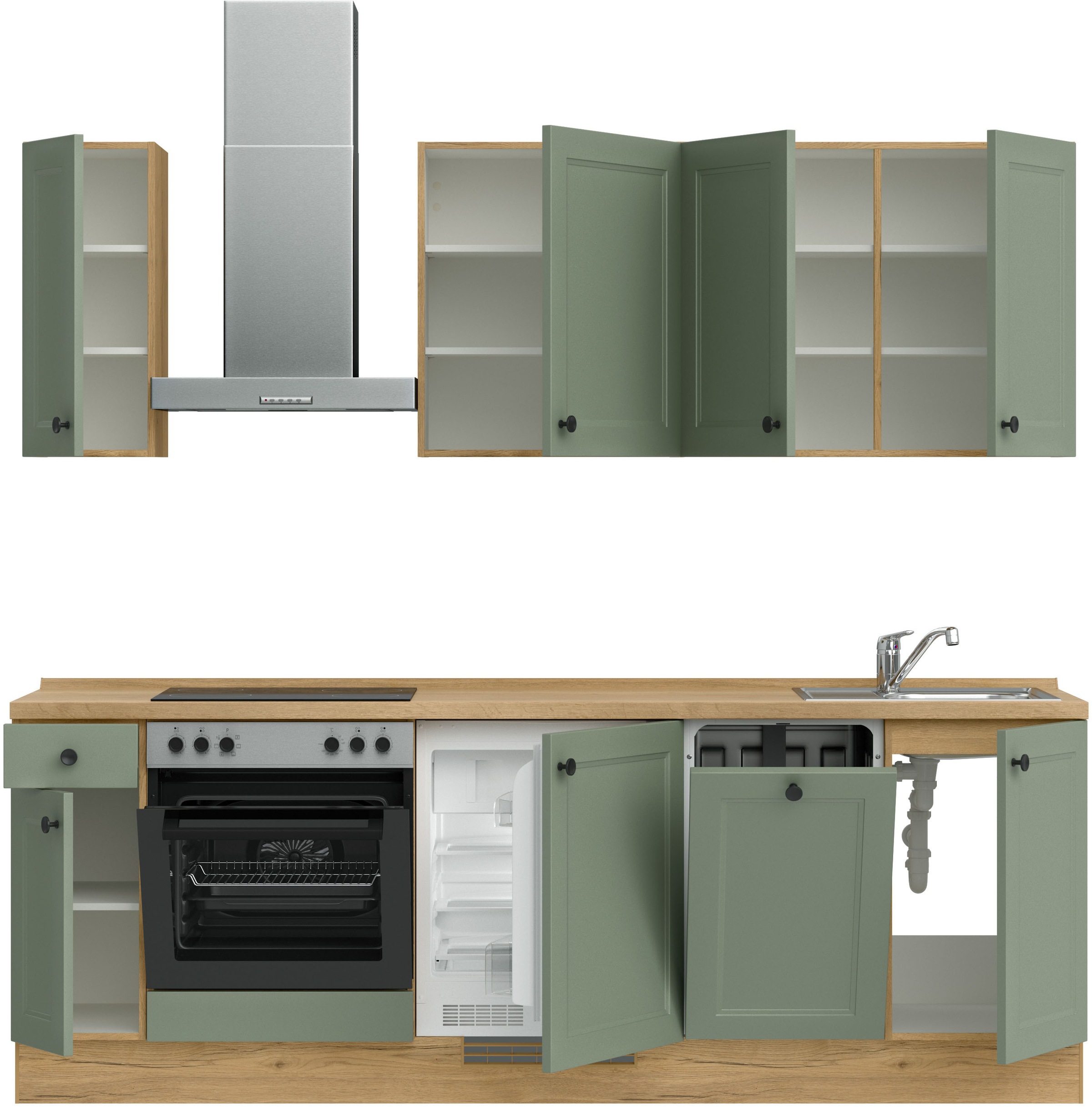 nobilia® Küchenzeile »"Cascada I"«, vormontiert, Ausrichtung wählbar, Breite 240 cm, wahlw. mit E-Geräten