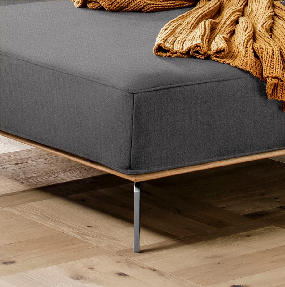 W.SCHILLIG Ecksofa »run, Designsofa mit tollem Sitzkomfort, bequem, L-Form«, mit elegantem Holzsockel, Füße in Chrom glänzend, Breite 319 cm