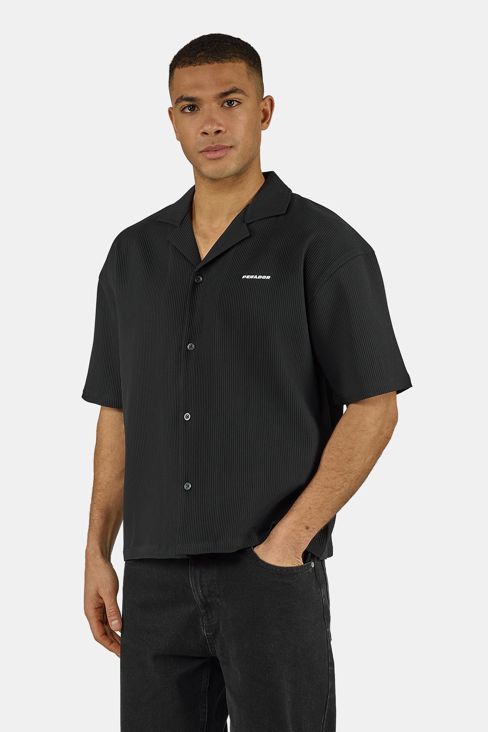 PEGADOR Kurzarmhemd »TROY PLISSEE SUMMER SHIRT« Baumwollmischung, regular fit