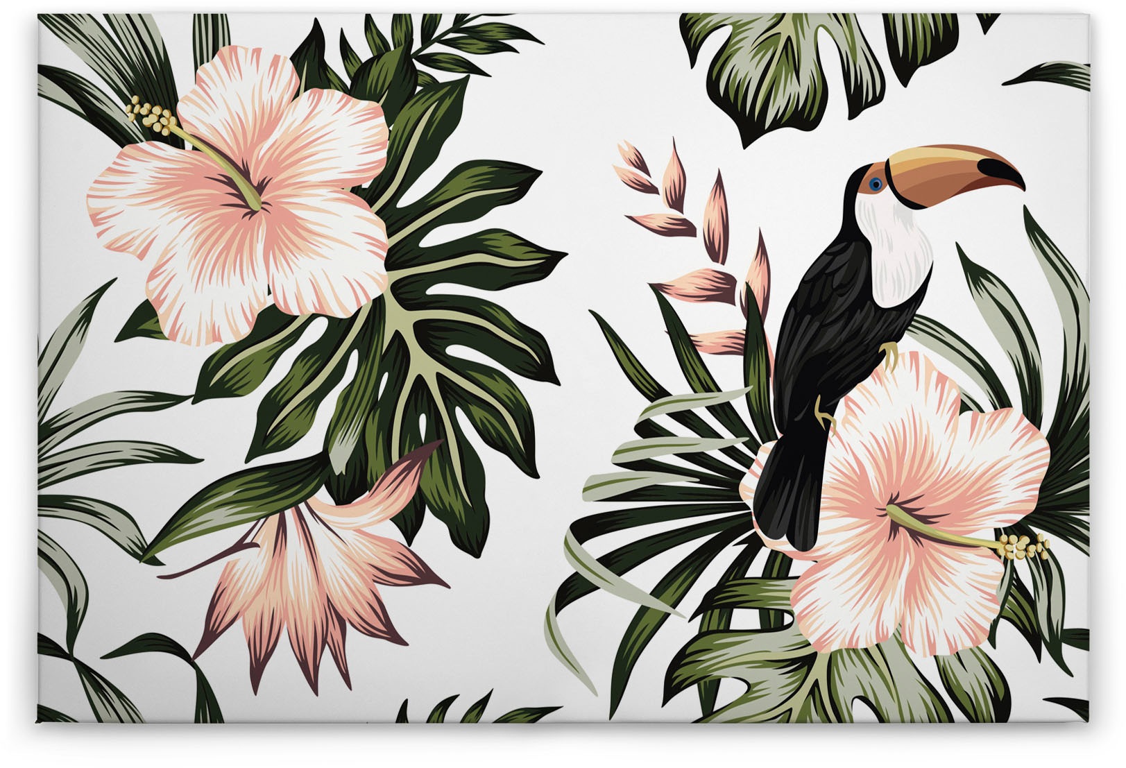Bricoflor Tukan Bild Mit Hawaii Blumen Palmen Leinwand Bild Mit Hibiskus Un günstig online kaufen
