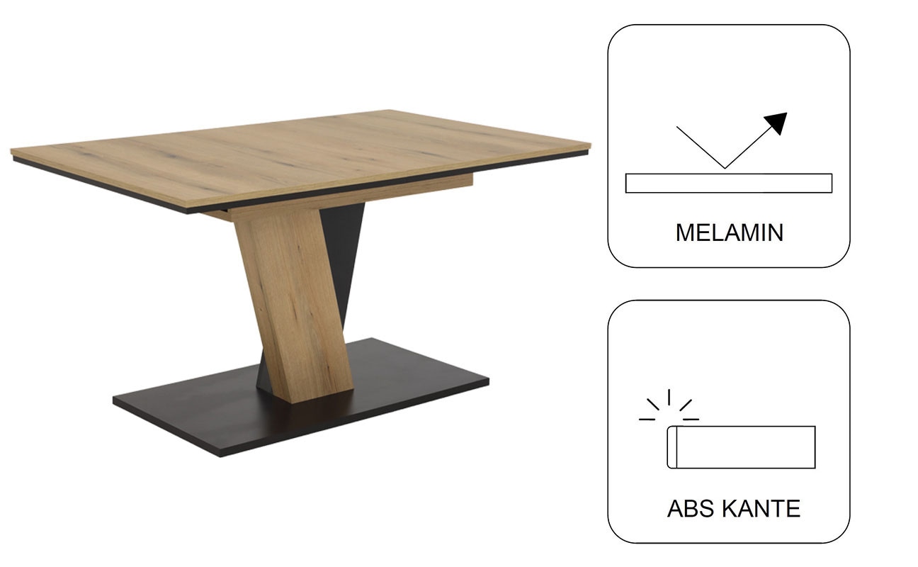 OTTO home Säulen-Esstisch »Altona« Esstisch, Küchentisch, ausziehbar auf 180 cm