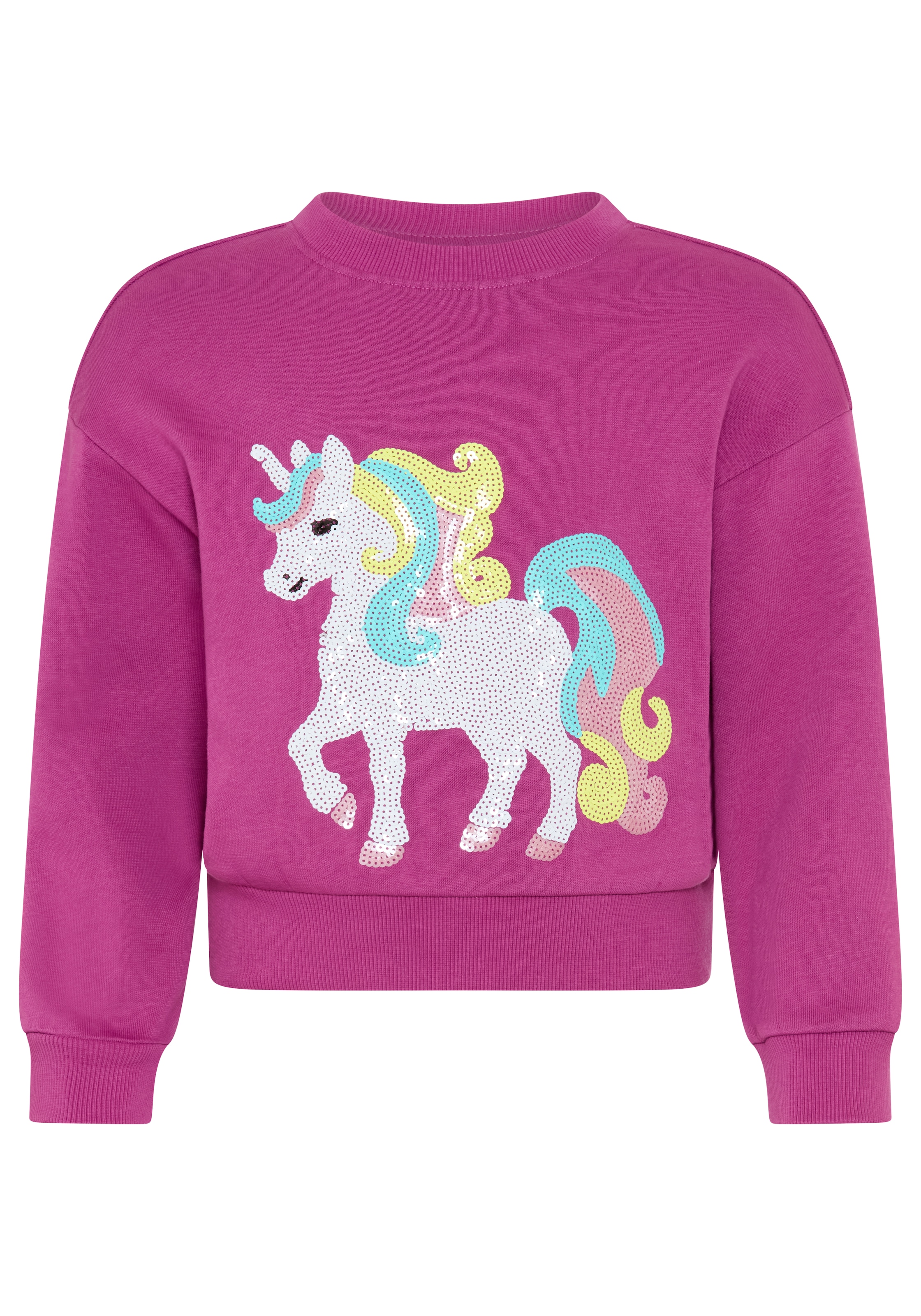KIDSWORLD Sweatshirt »Einhorn-Applikation für kleine Mädchen«, Sweatshirt  mit schimmernden Pailletten-Applikationen
