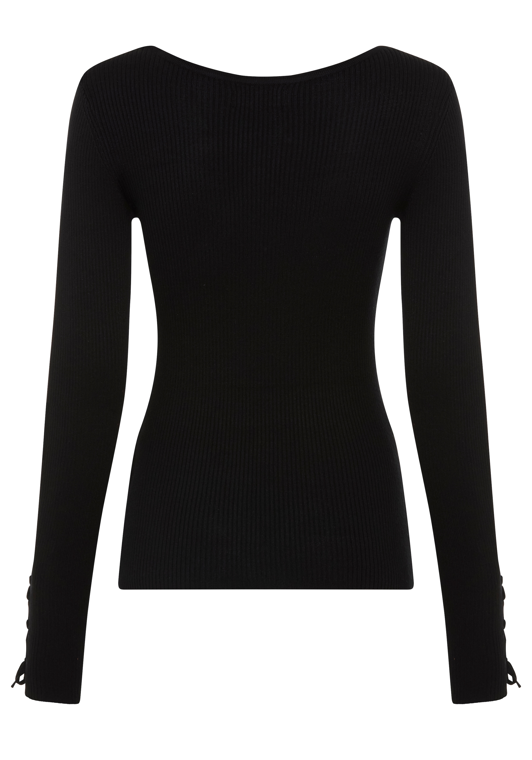Melrose Strickpullover feminine Passform aus Rippe mit Schnürung