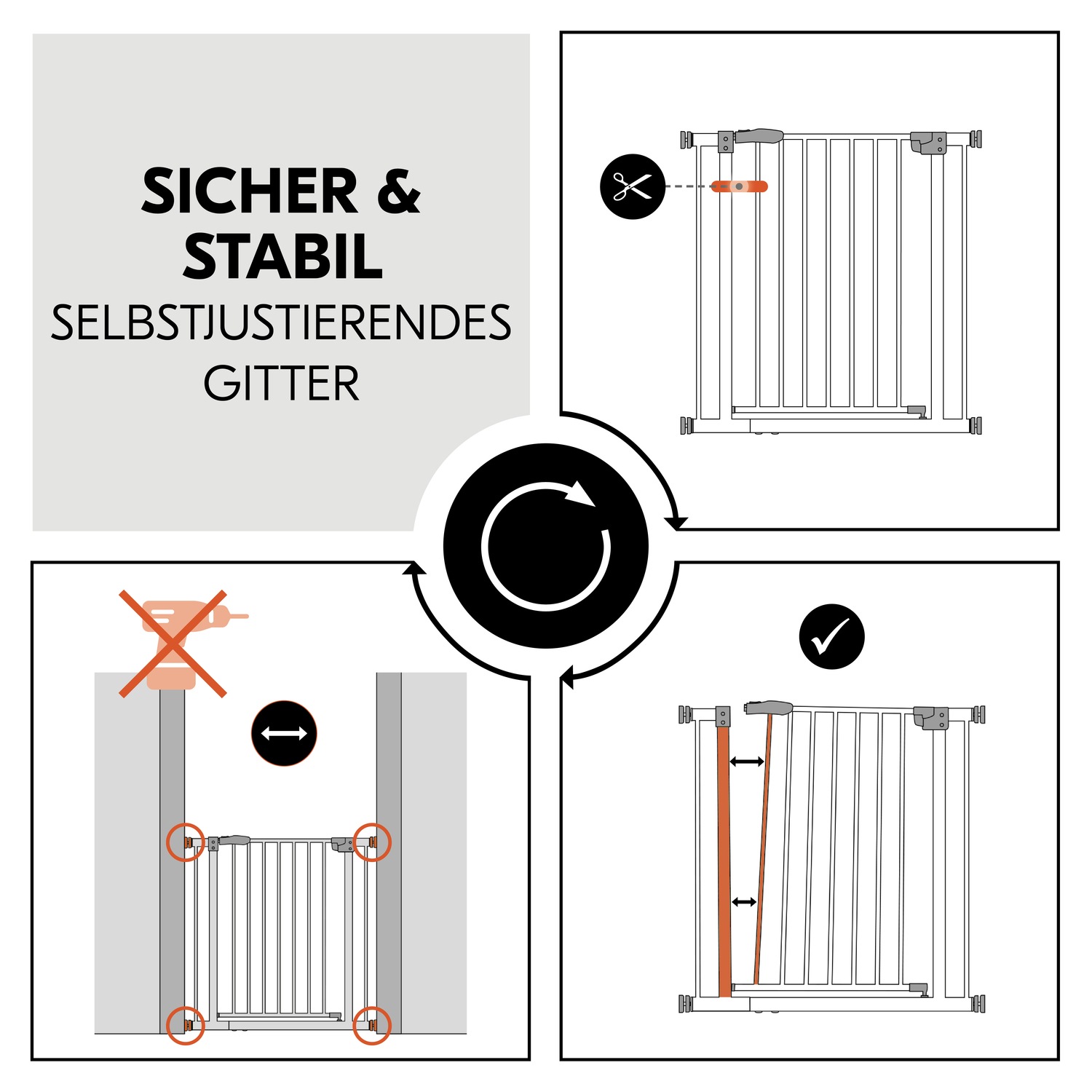 Hauck Türschutzgitter »Clear Step 2, Black«, auch als Treppenschutzgitter verwendbar; 75-80 cm, flacher Durchgang