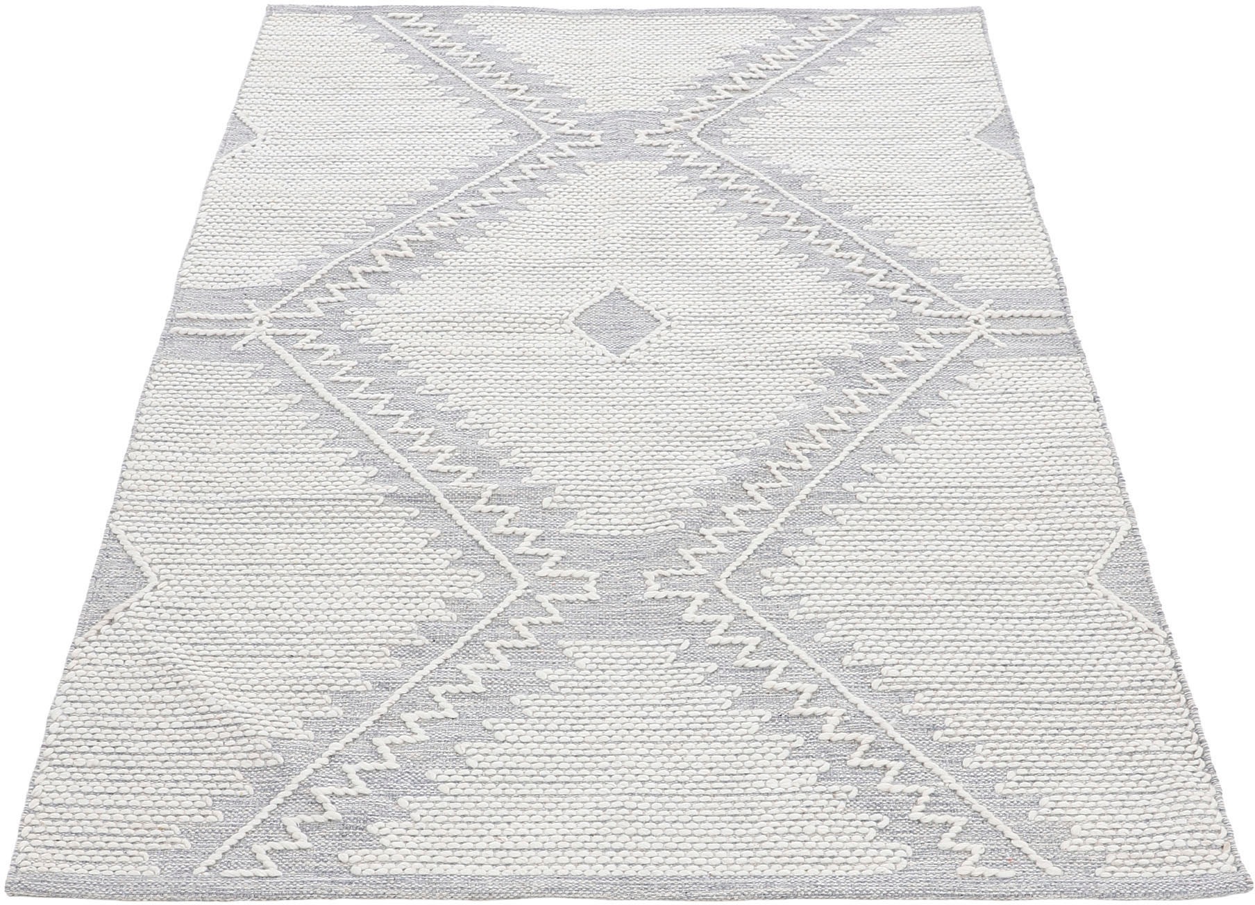 carpetfine Teppich »Kelim Durry«, Baumwolle Effekt, geometrisch, schnell und Handweb, bequem bestellen Hoch-Tief reine rechteckig, handgewebt