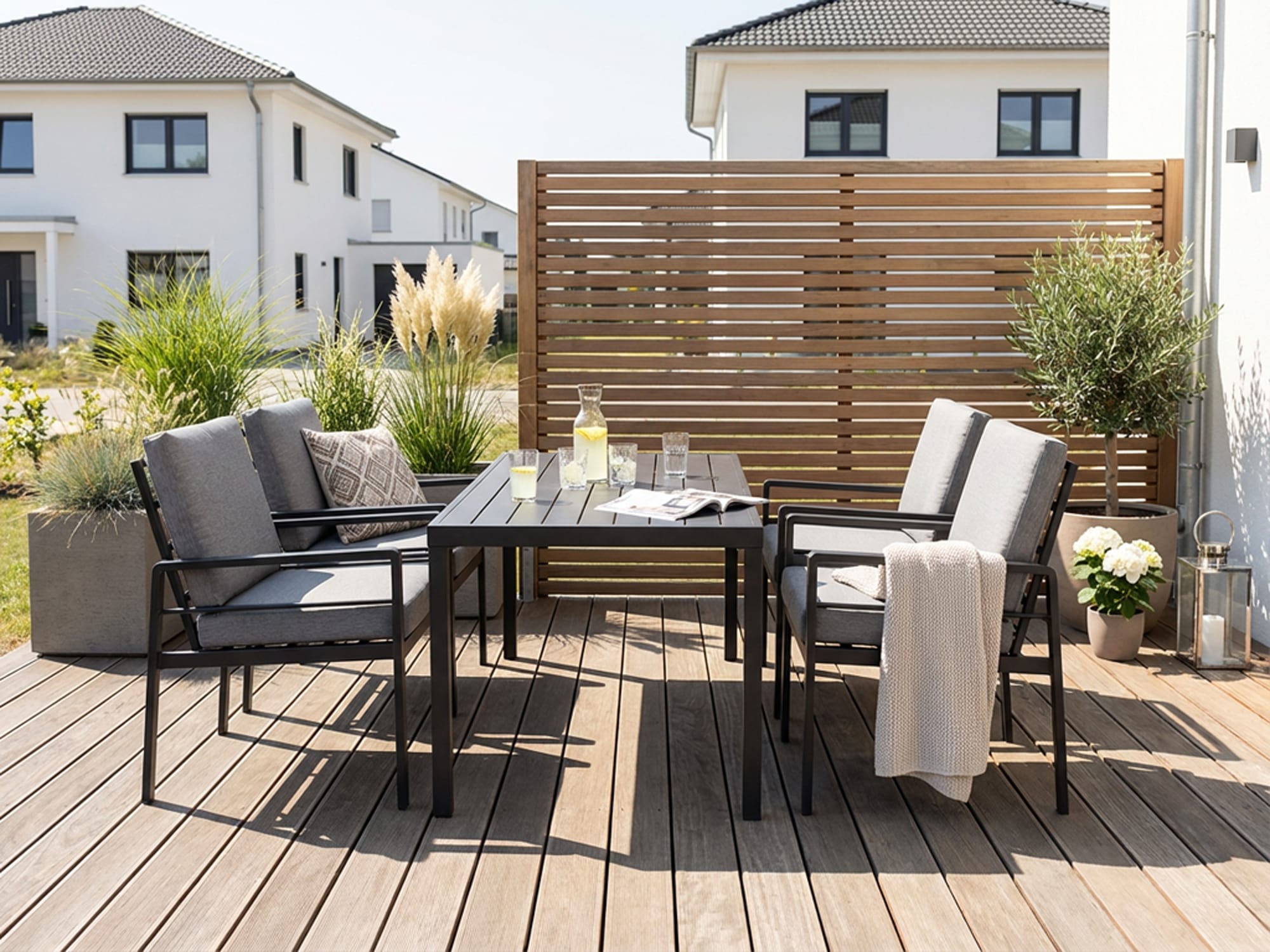 KONIFERA Garten-Essgruppe »»New Jersey«« Set, 4 Sessel, Tisch 80x160x71 cm, inkl. Auflagen, 13 Stk. tlg. Aluminium