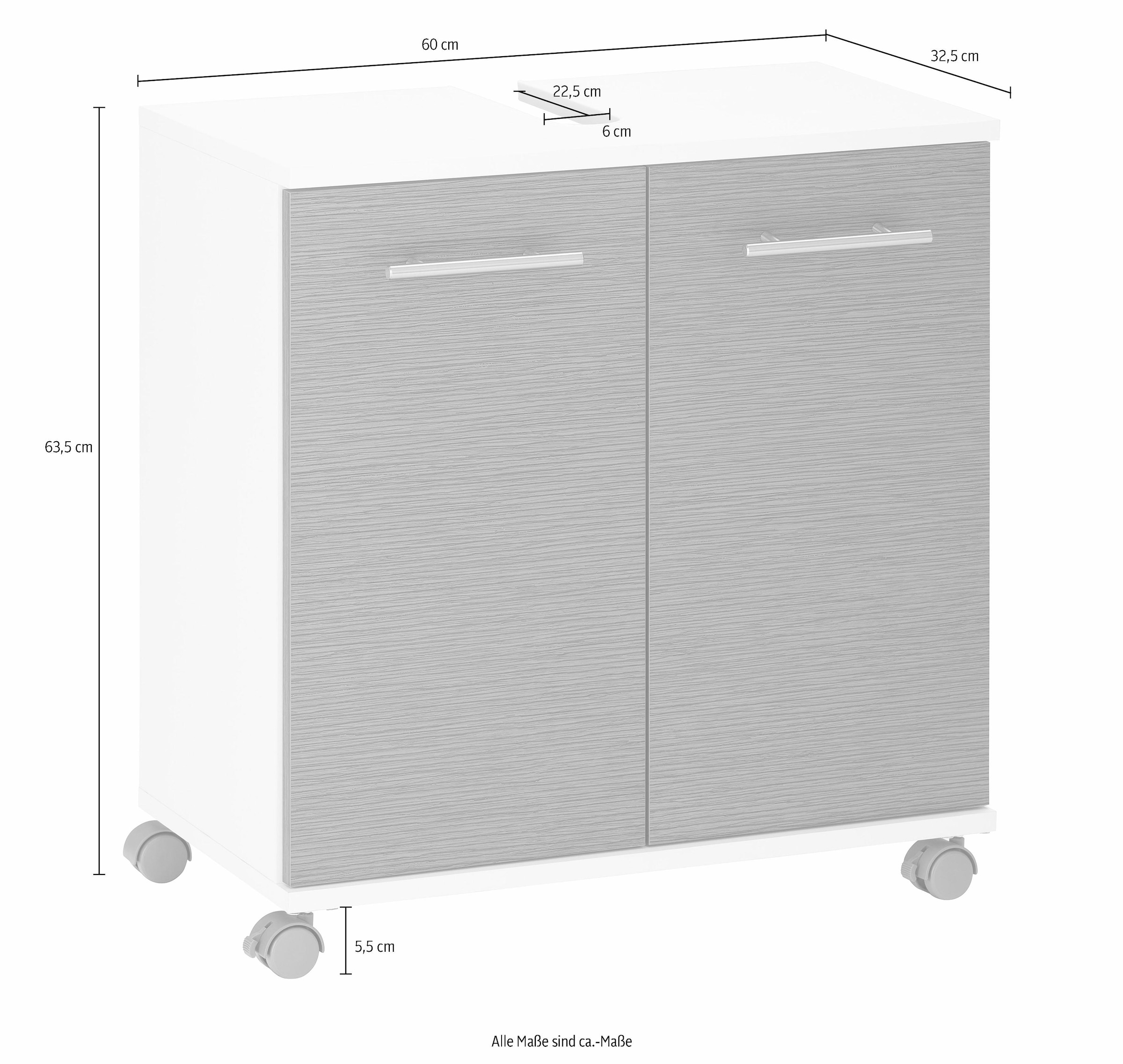 Schildmeyer Waschbeckenunterschrank »Palermo«, Breite 60 cm, Metallgriffe, verstellbarer  Einlegeboden, auf Rollen online kaufen | Hängeschränke