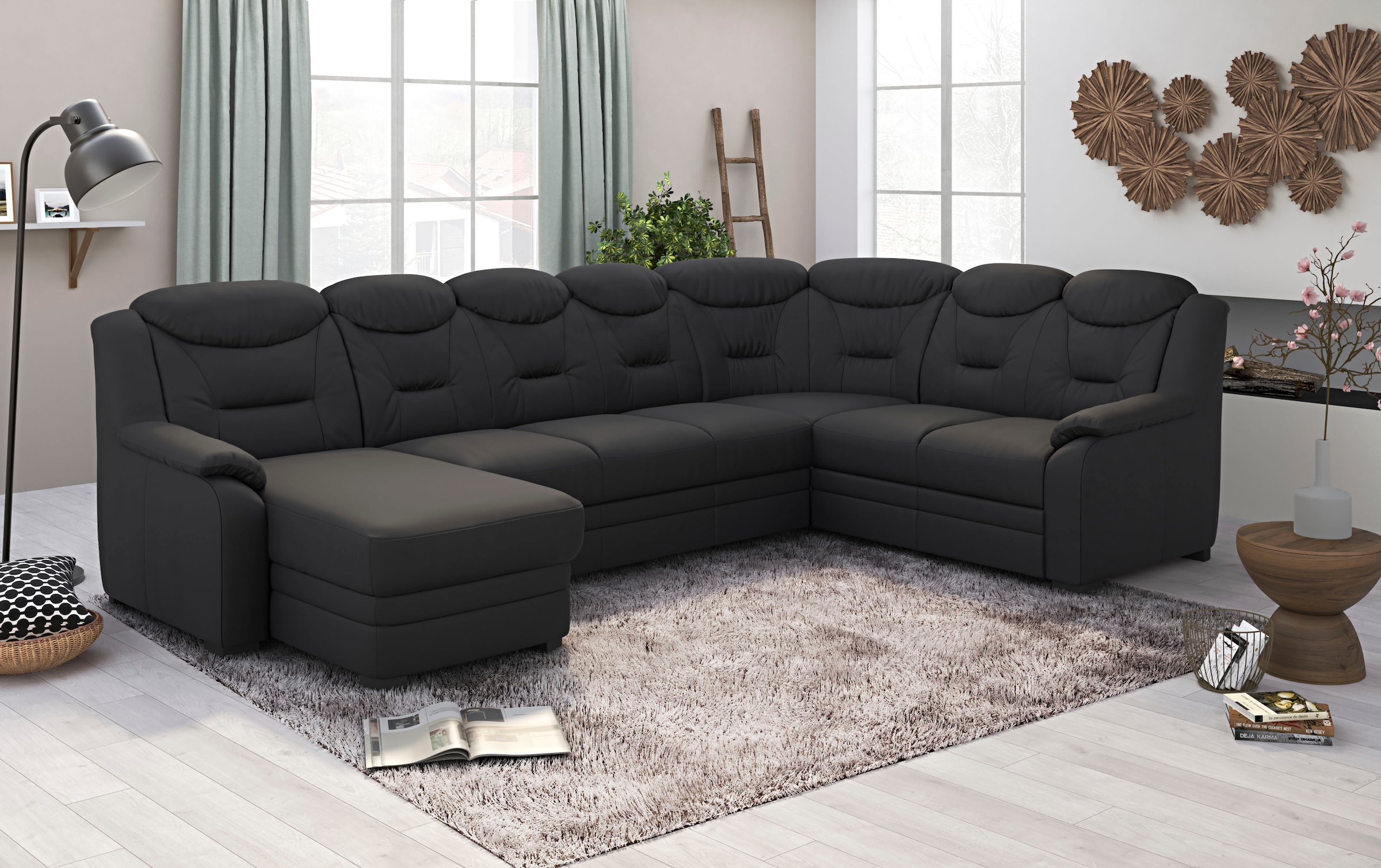 COTTA Wohnlandschaft »Marcus U-Form«, Bequeme Wohnlandschaft in klassischem Design mit hoher Rückenlehne