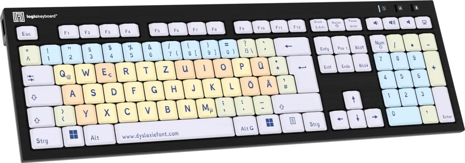 Logickeyboard Tastatur »Dyslexie Nero DE (PC)« (Ziffernblock)