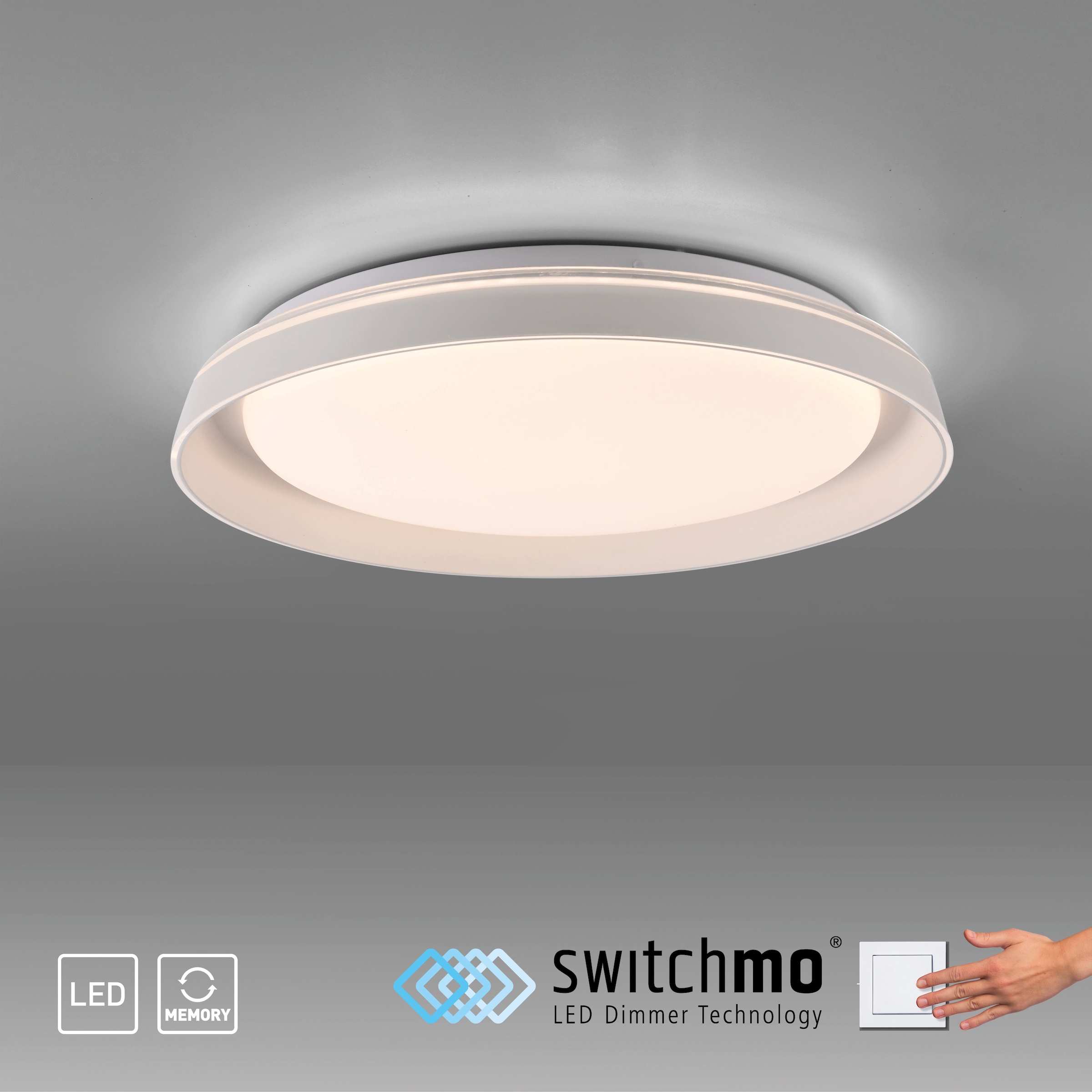 JUST LIGHT Deckenleuchte »SATI«, 1 flammig, Leuchtmittel LED-Board | LED fest integriert, LED, dimmbar, Switchmo, Memory, nach Trennung vom Netz