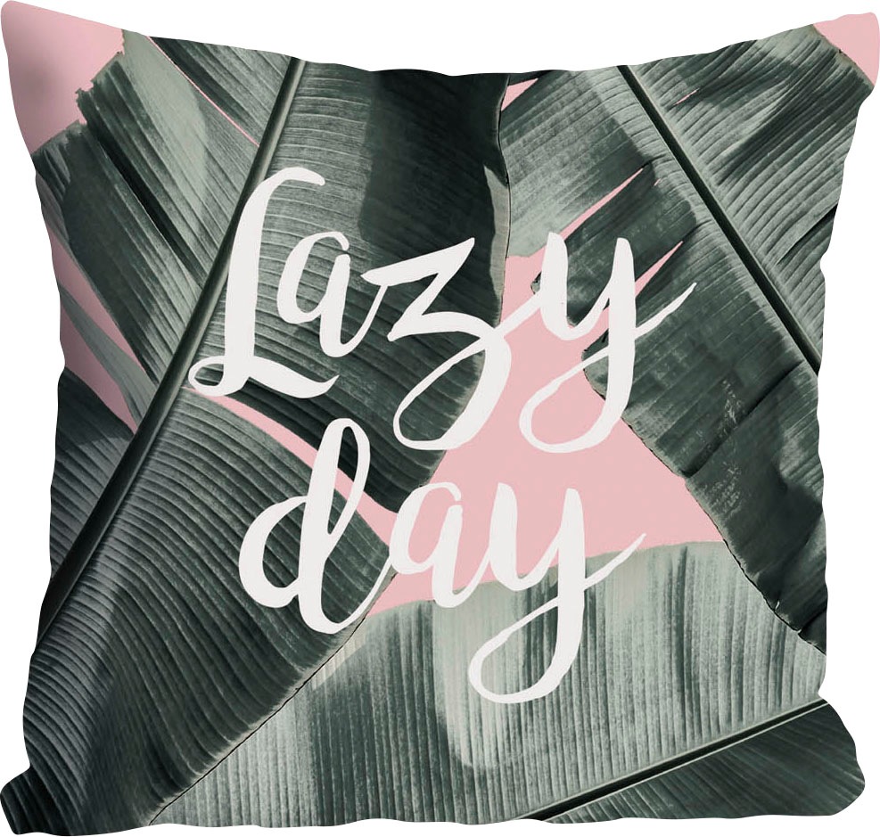 queence Dekokissen »Lazy Day«, Kissenhülle,Lazy Day,Federn,Ruhig,Entspannt, günstig online kaufen