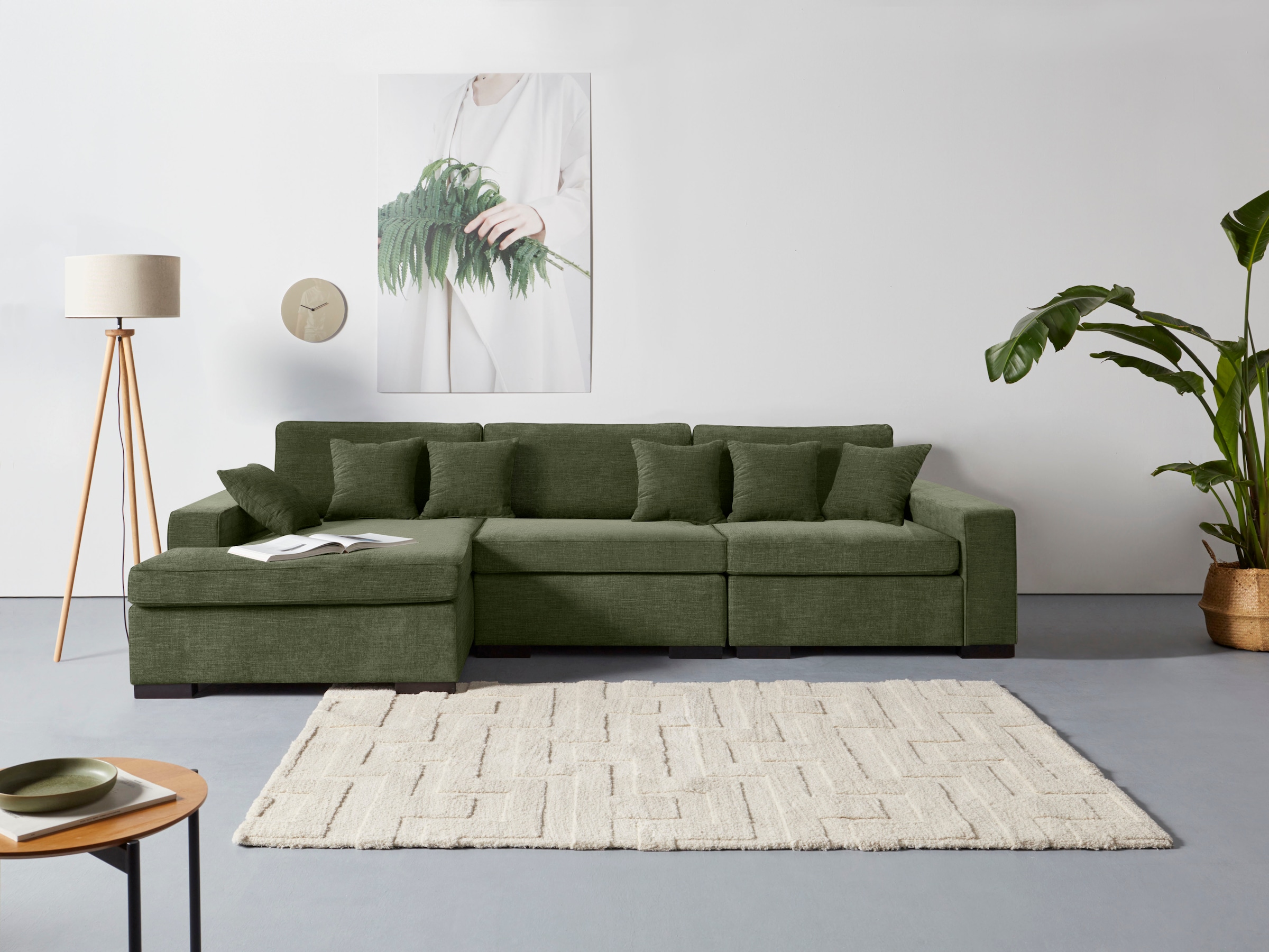 Home affaire Ottomane »Skara L-Form«, Lounge-Sofa mit Federkernpolsterung, günstig online kaufen