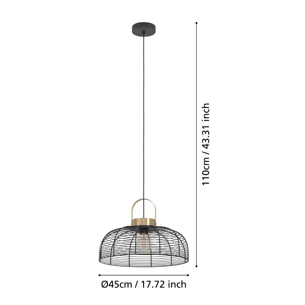EGLO Hängeleuchte »ROUNDHAM«, 1 flammig, Leuchtmittel E27 | ohne Leuchtmittel, Pendelleuchte, Esszimmerlampe Industrial, Metall in Schwarz, Ø 45cm